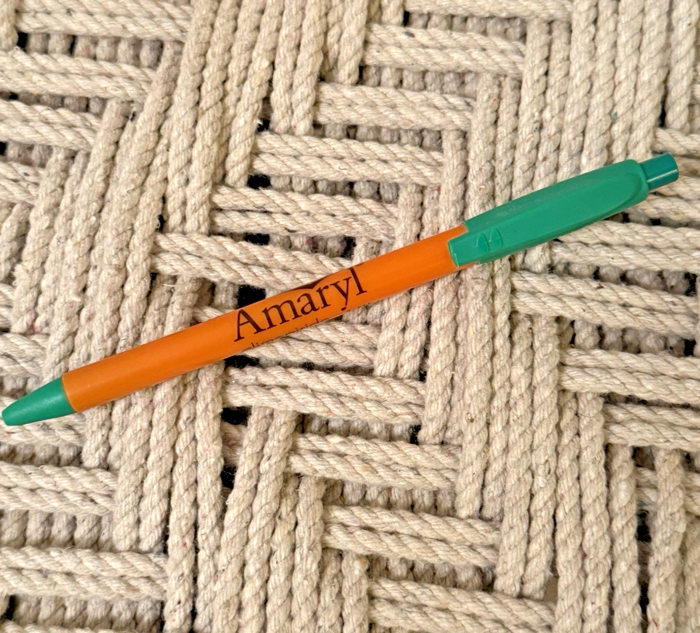 AMARYL Pharmaceutical Pharmacy Drug Rep Pen Orange Green Tested Black Ink