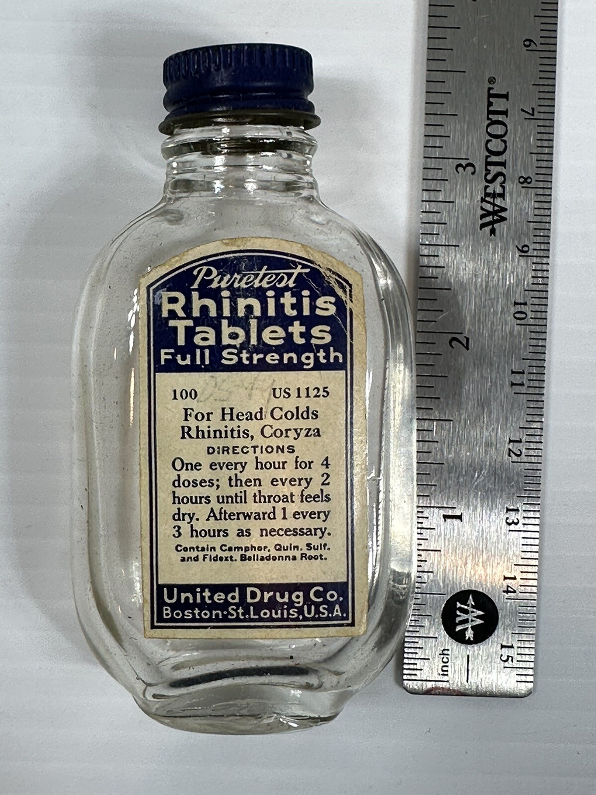 Antique Puretest Rhinitis Tablets Full Straight United Drug Co Sold At Rexall