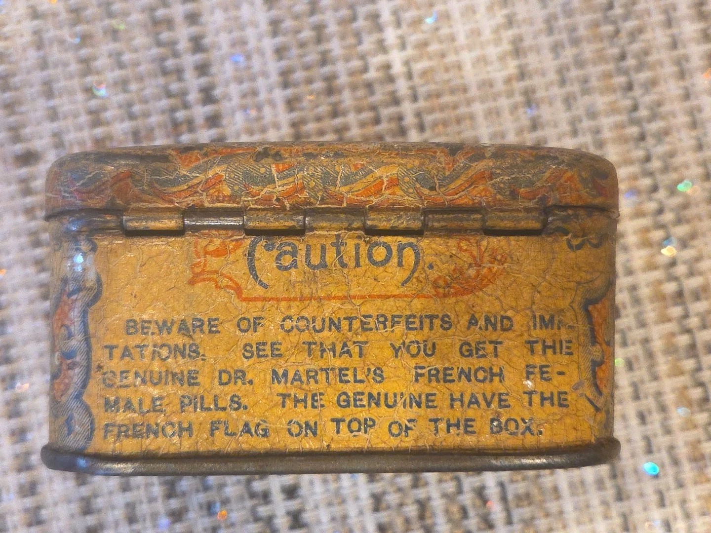 Antique 1910s Dr. Martel’s French Female Pills Box Tin Empty New York Uncommon