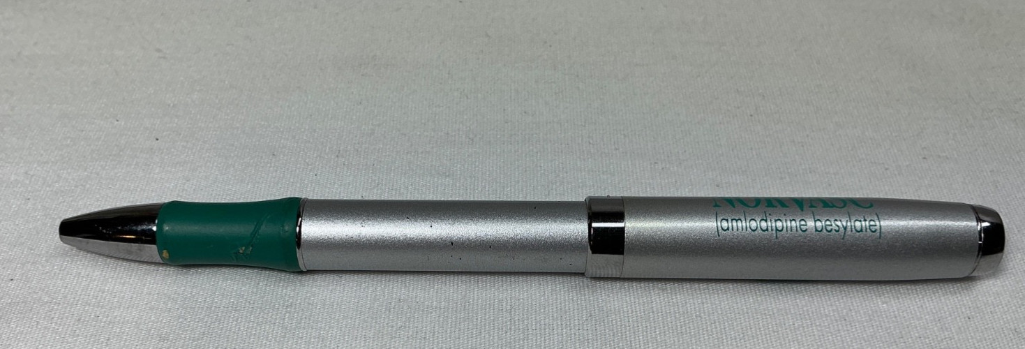 Pharmaceutical Drug Rep Promo Pens: Pfizer Norvasc, Lot of 2 Metal Pens