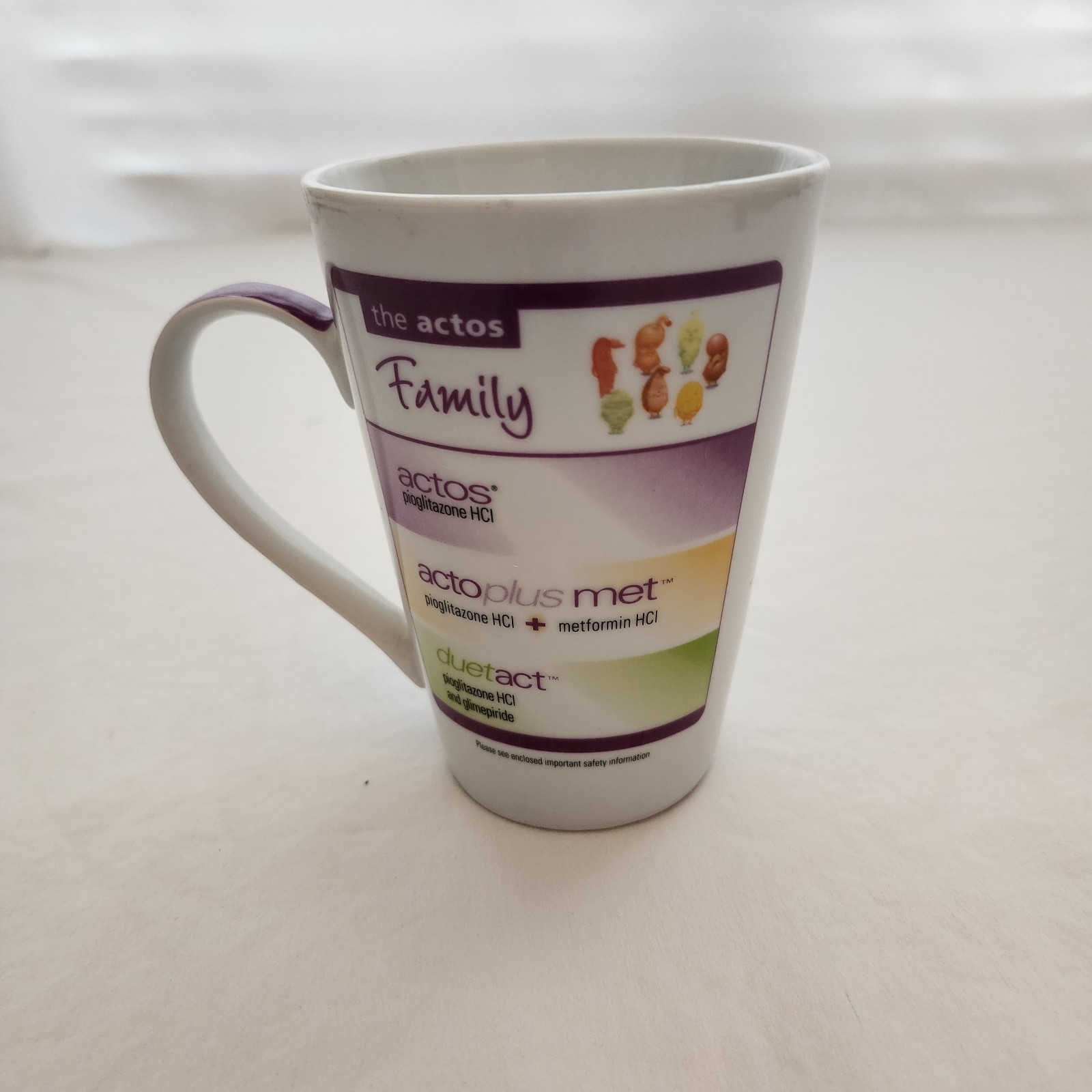 Actos Pioglitazone HCI Coffee Cup Mug 16oz Multicolored Ceramic