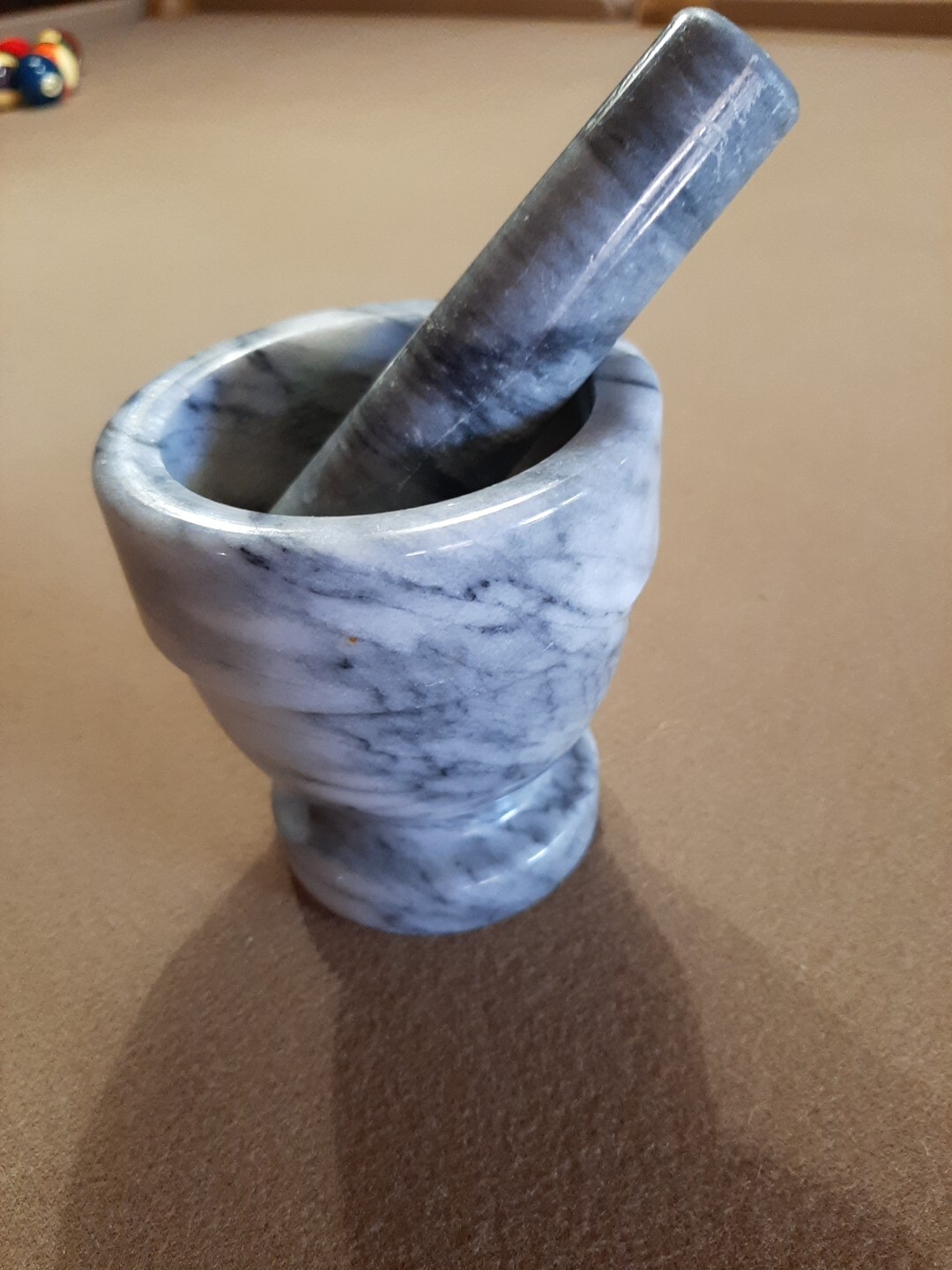 Vintage 1960’s White Italian Marble Mortar & Pestle-Very Good