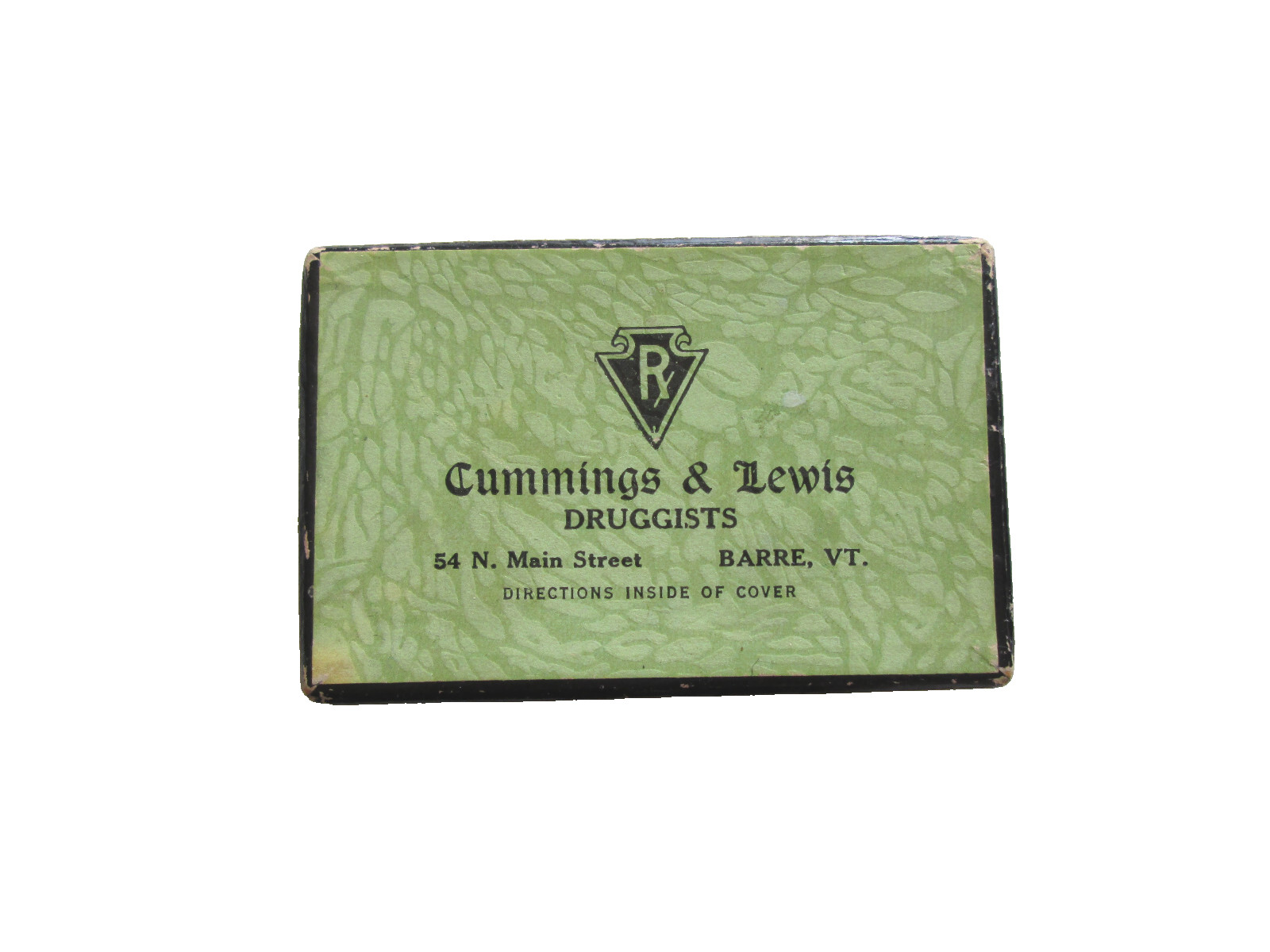 Antique Cummings & Lewis Druggist Barre Vermont VT EmptyBox Lextron Ferrous Iron