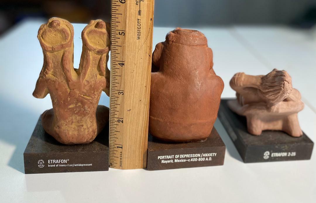 Schering Mayan Models/Statues Of Medical Conditions 5 Statue Lot With Boxes