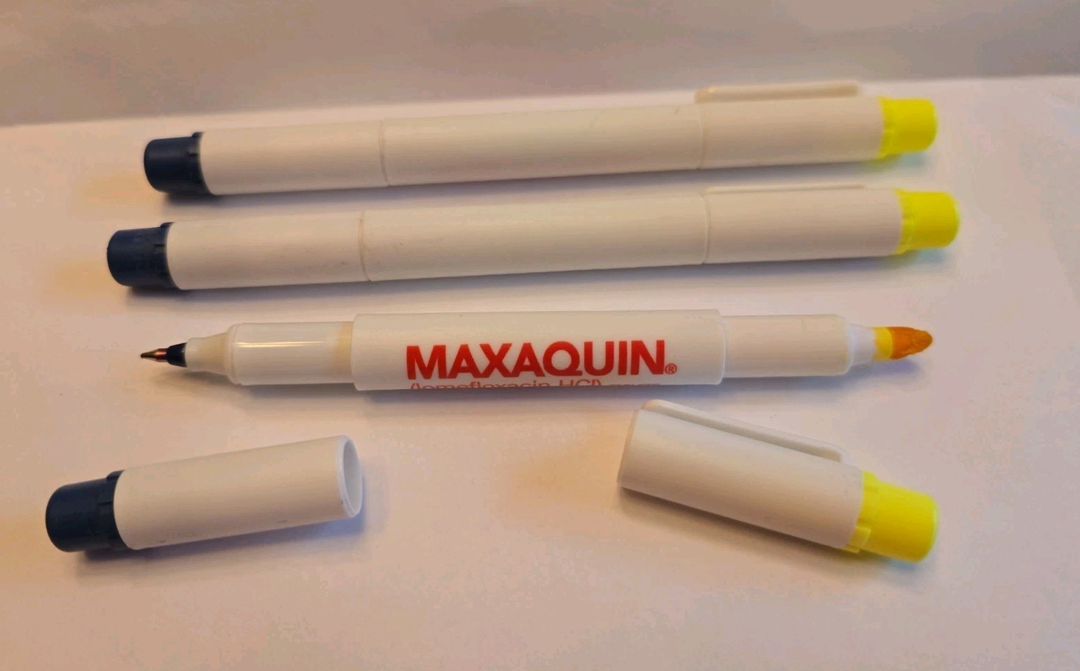 MAXAQUIN Ink / Highlighter Pens Set of 3 – Pharmaceutical Drug Rep Vintage Rare