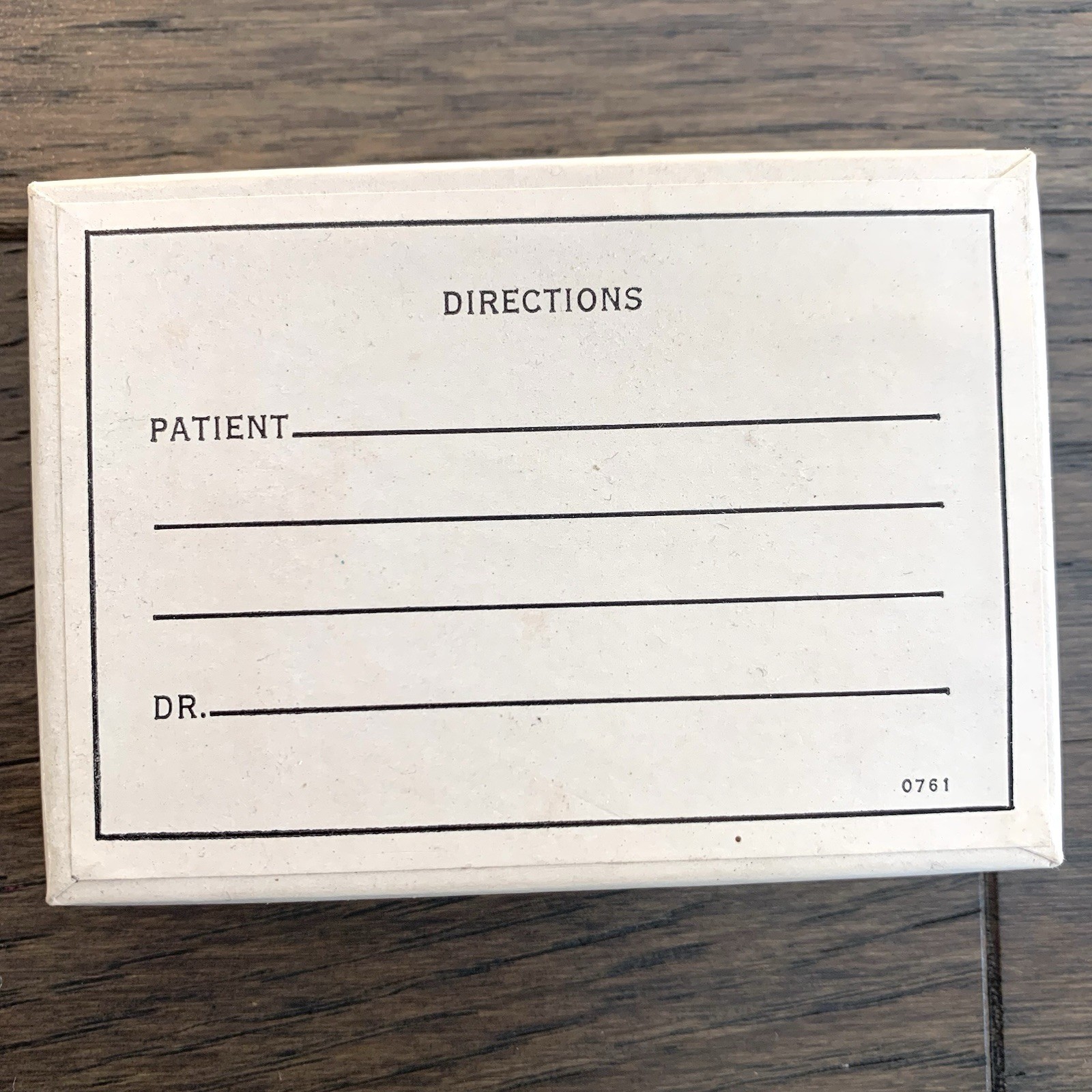 Vintage Prescription Cardboard Pill Box Medical Directions for Patient / Doctor