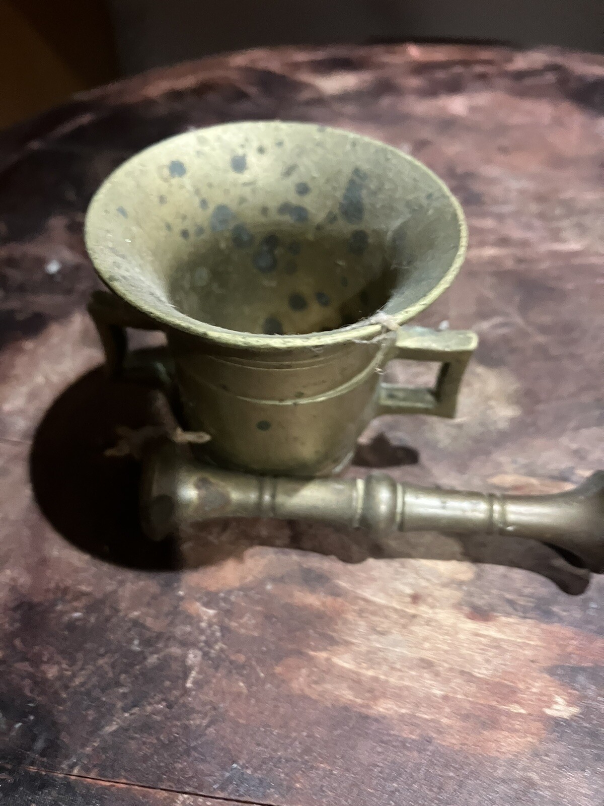 Vintage Brass Small Miniature Double Handled Mortar & Pestle