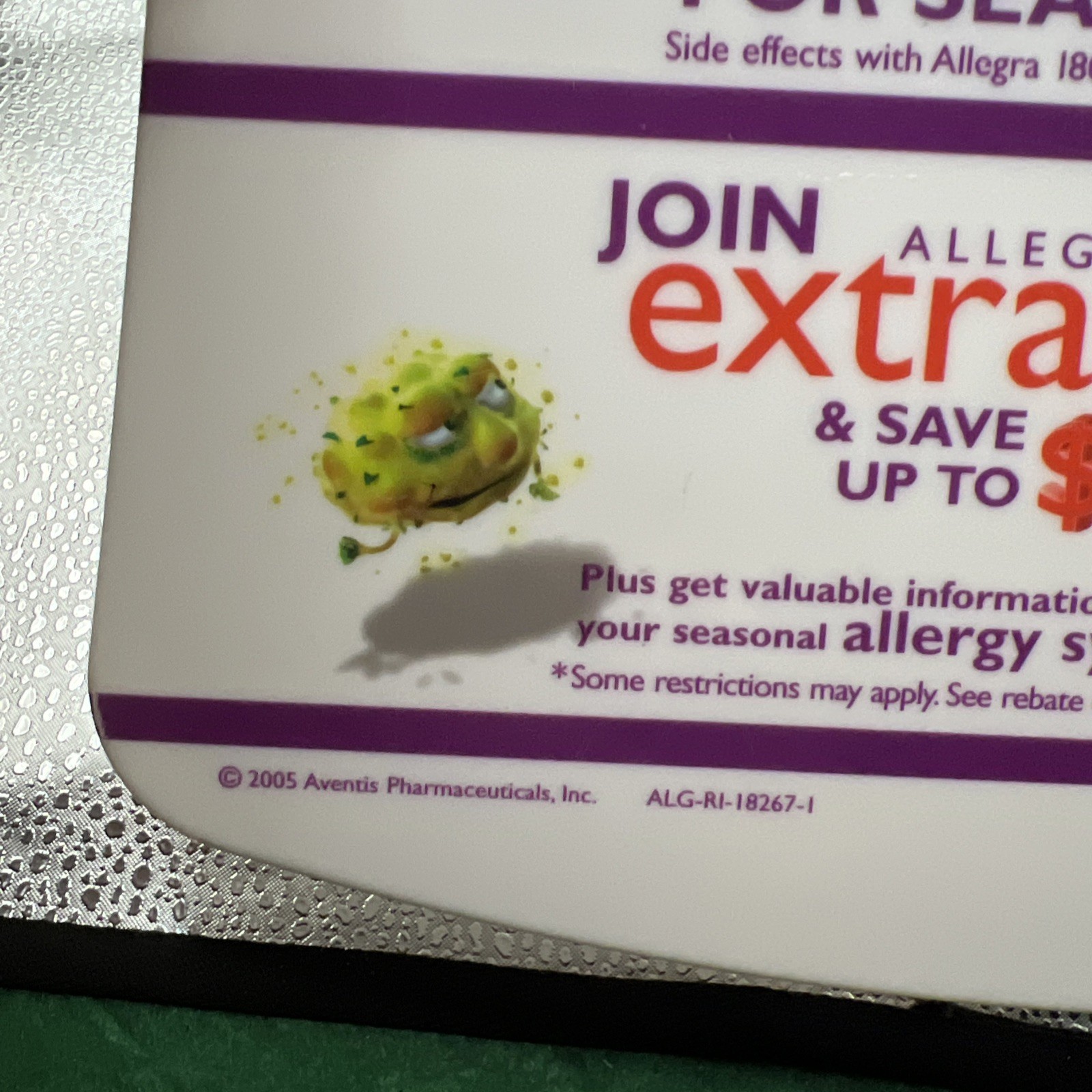 Allegra Pharmaceutical Drug Rep White Clipboard Promotional Advertising 2005