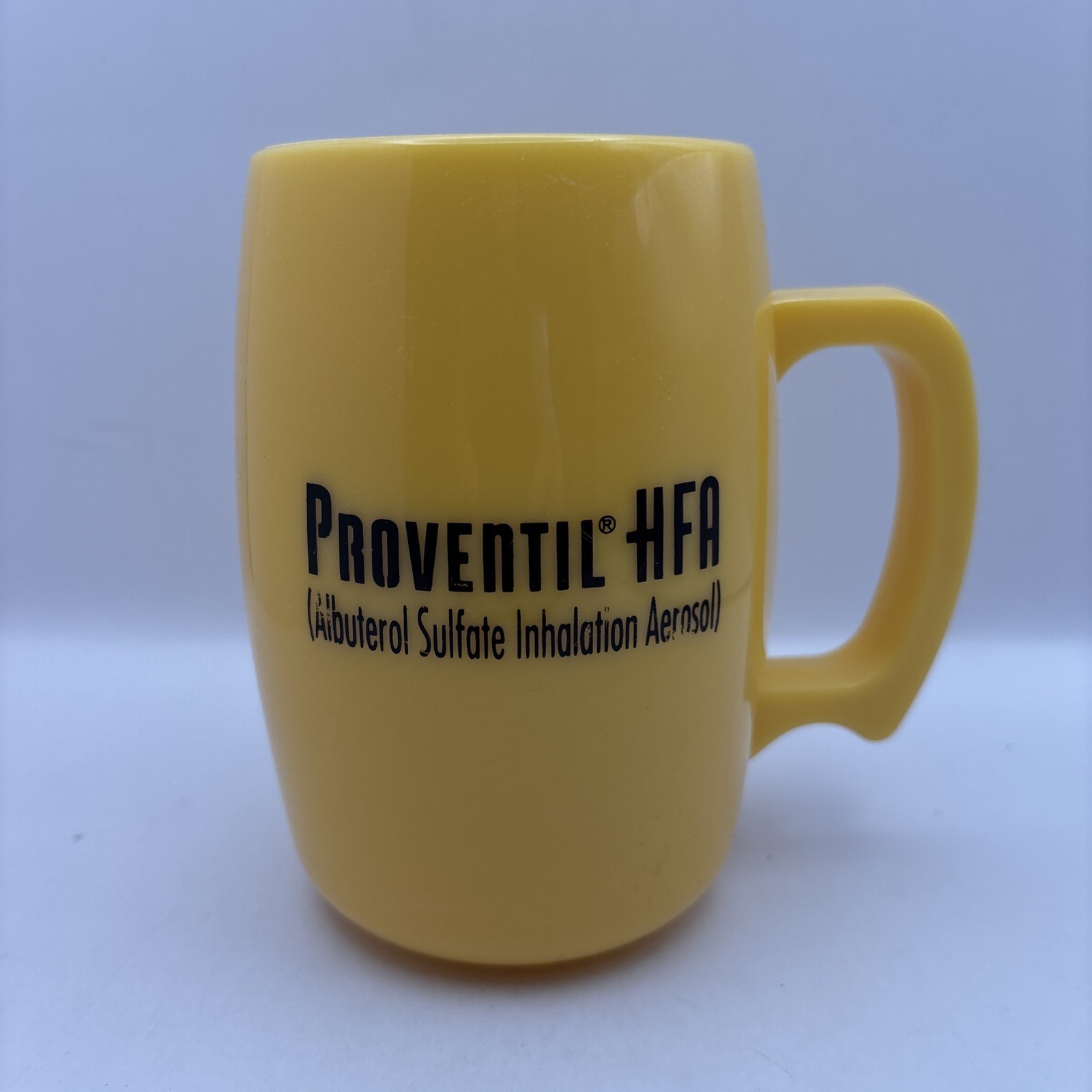 Proventil Drug Rep Yellow Plastic Coffee Mug~Collectible~Made in USA
