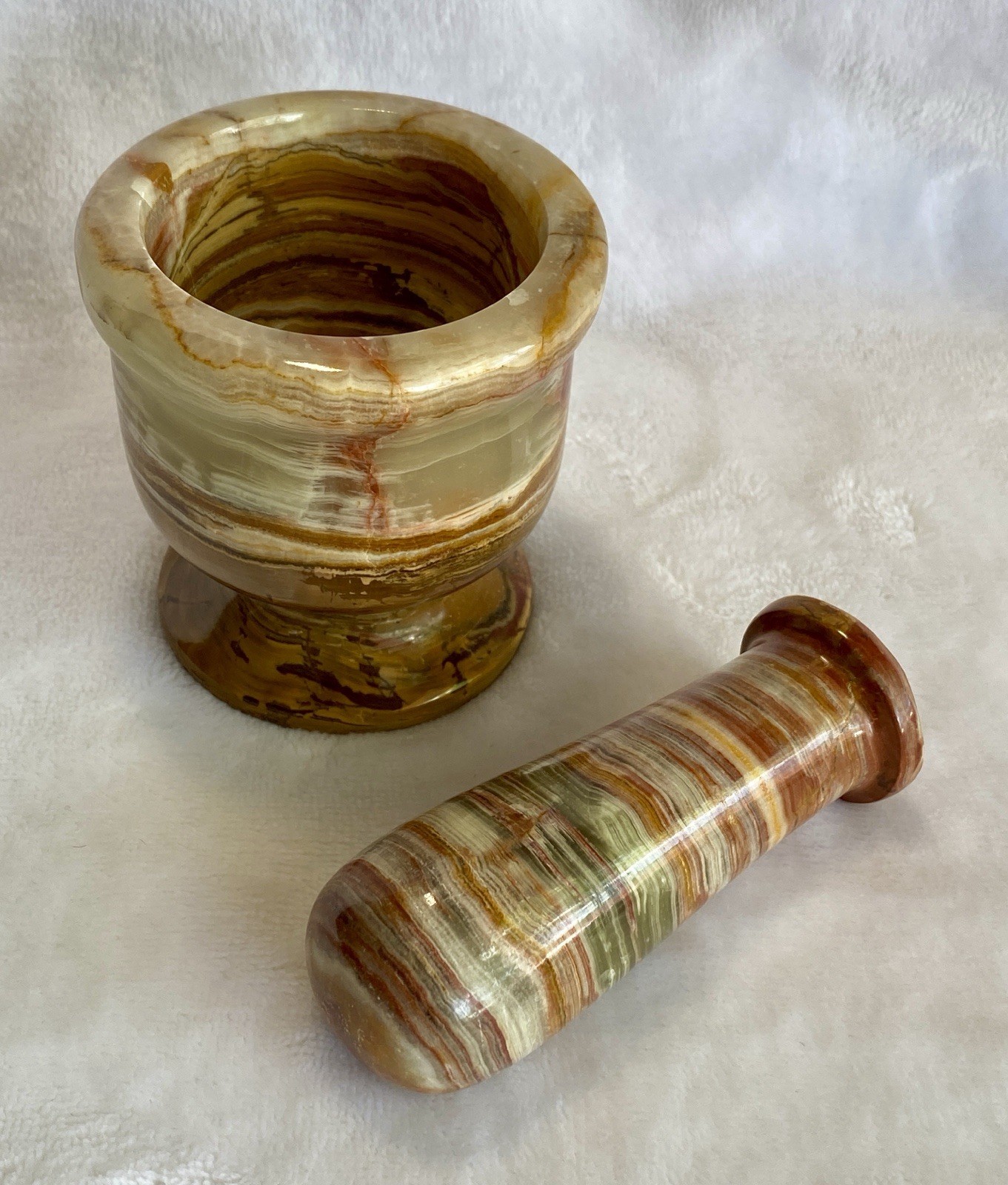 Vintage Fred Harvey Trading Co Onyx Mortar & Pestle Set – Original Tag