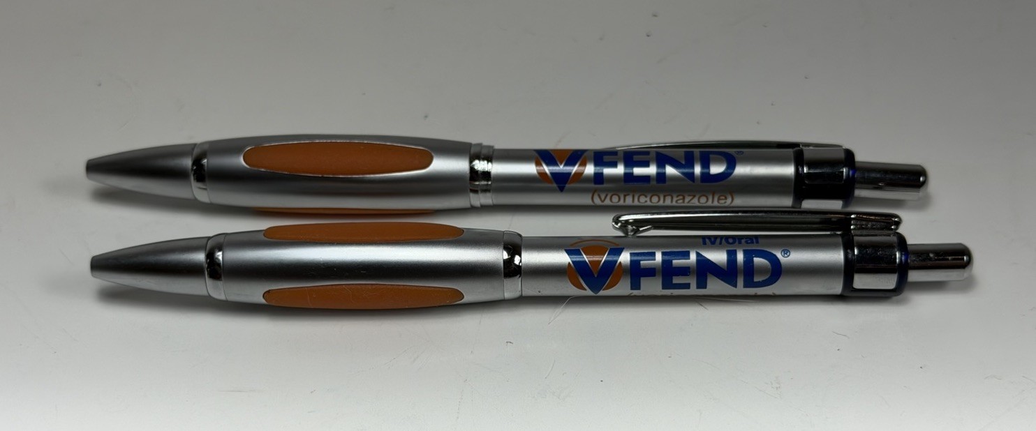 Drug Rep VFEND Collectible Heavy Metal Pen RARE Orange Chrome Working