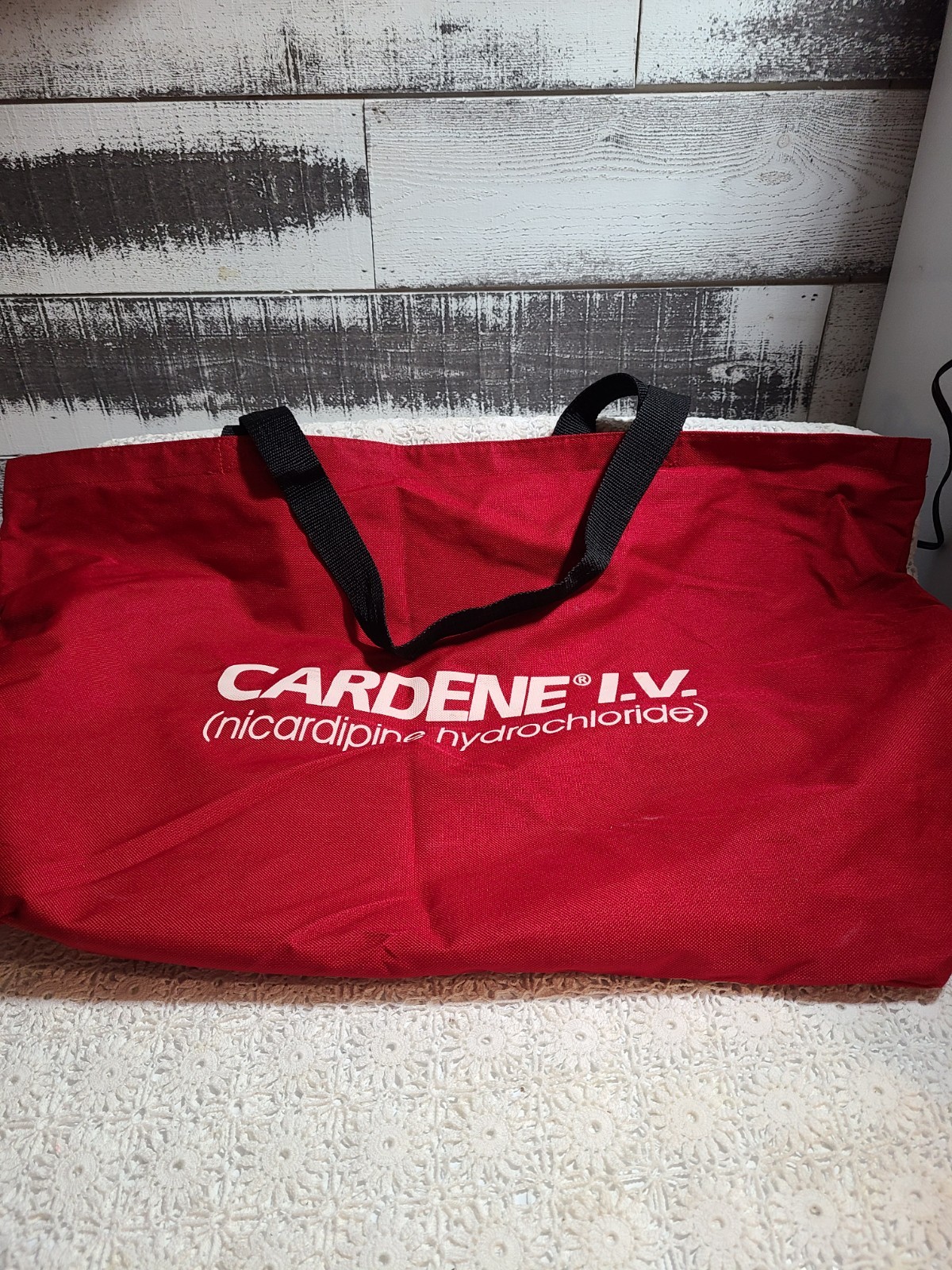 Pharmaceutical Rep Advertising Cardene IV Red 25″ Canvas Tote Bag Zipper