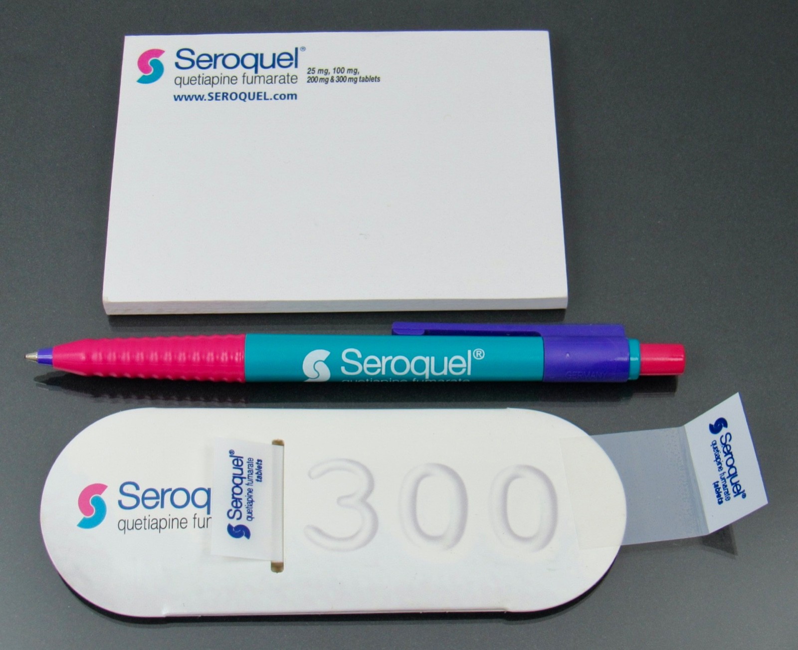 Seroquel PEN, Sticky Notes, Page Flags Drug Rep Pharmaceutical Promo Advertising