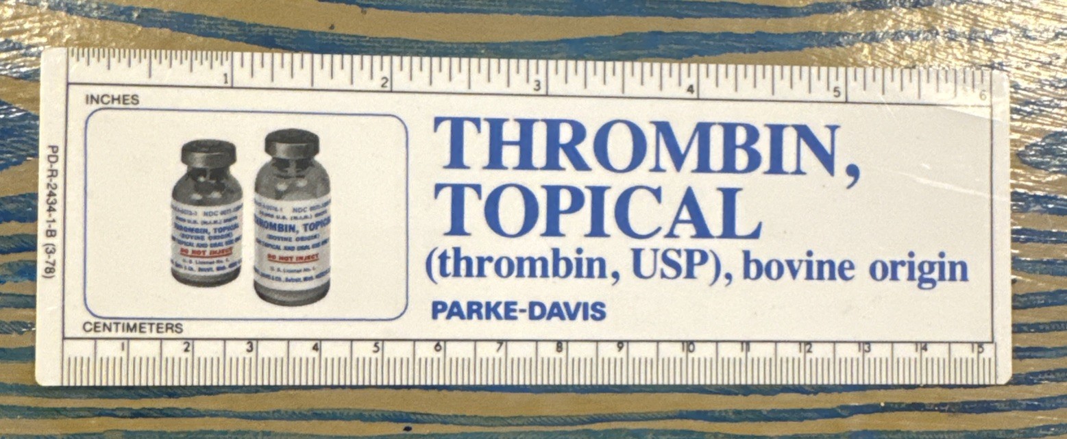 Thrombin Ruler Drug Rep Swag Parke-Davis Pharmaceuticals Vtg Pharma ad