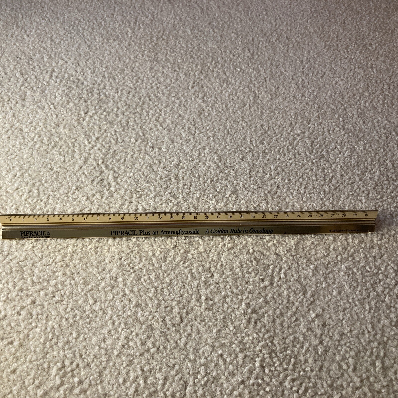 Vintage 1986 Pipracil 12” Metal 3 Sided Ruler Drug Rep. Advertising Medical