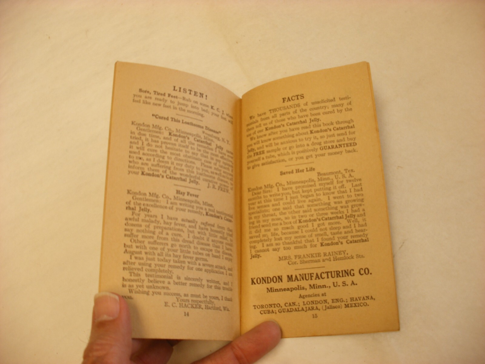 Vtg Medical & Pharmacy Quack Cure – Kondon Mfg. Co. Minneapolis MN 1914
