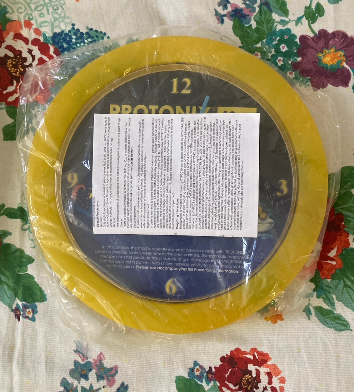Protonix Wall Clock Pharmaceutical Collectible Drug Rep Janssen Ortho Mcneil