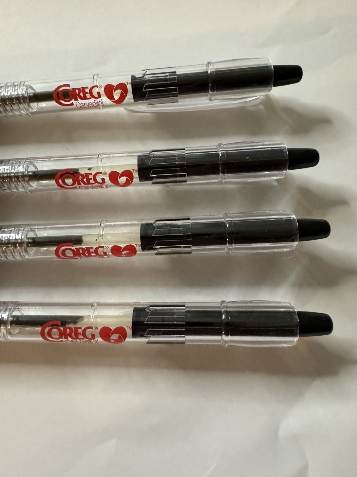 Lot Of 4 Coreg Pharmaceutical Drug Rep Pen Advertising Collectible Black Ink