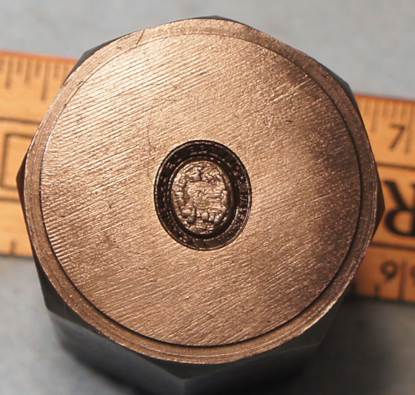 Antique MILTON SCHOOL OF PHARMACY Ring Top or Pin STEEL STAMPING DIE JN1778