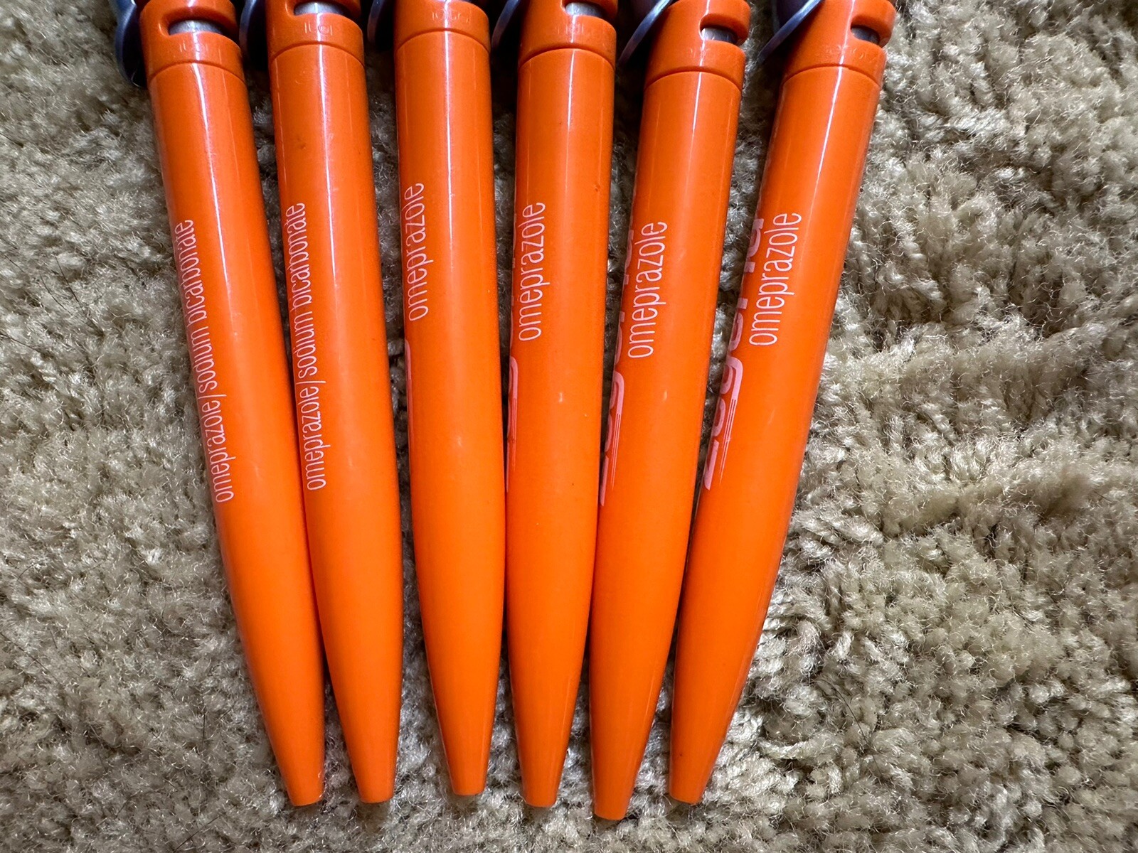 Orange Zegerid Drug Rep Pharmaceutical Promo Pens Spring Coil Clicker Lot of 6