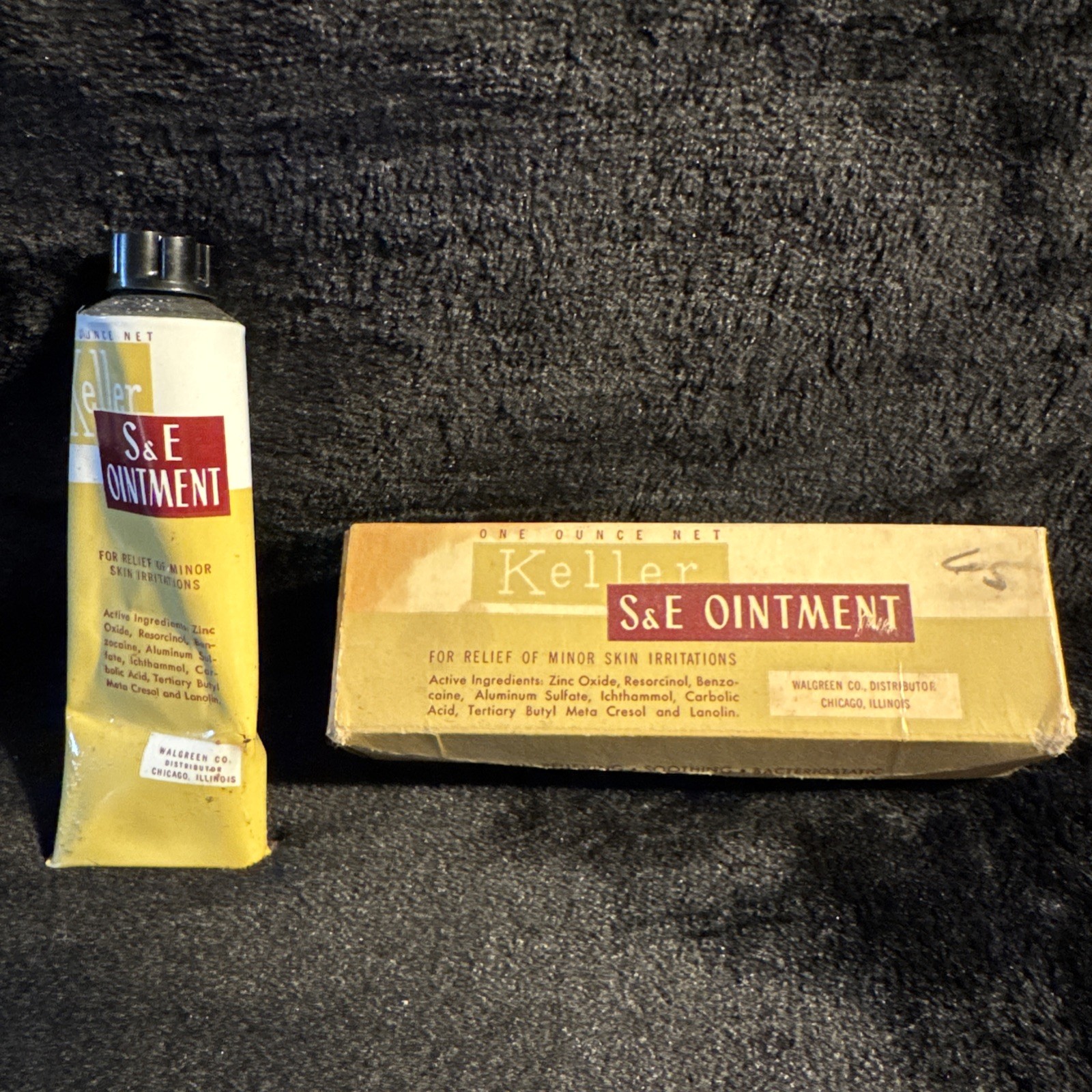Vintage KELLER S & E Ointment Bacteriostatic Tube Box WALGREEN CO. 1.5 oz
