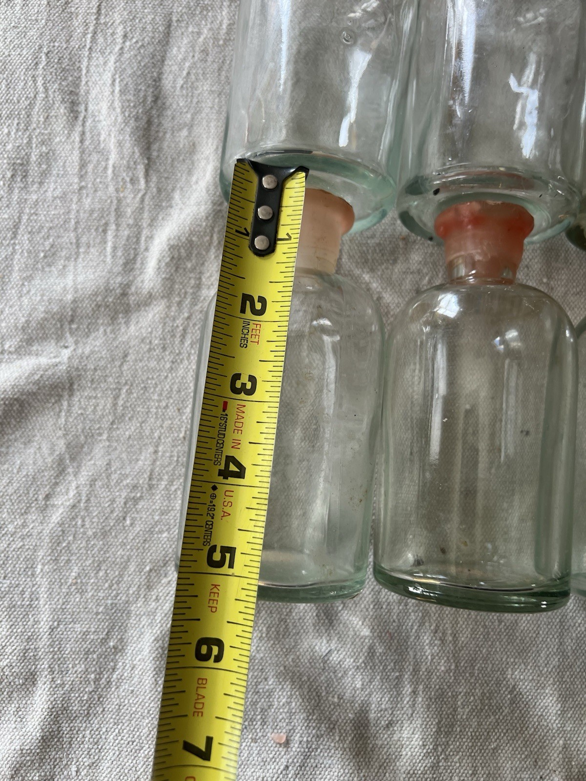 Lot 6 Vintage Glass Apothecary Bottles w/ Ground Stoppers 5.5” Chemist Pharmacy