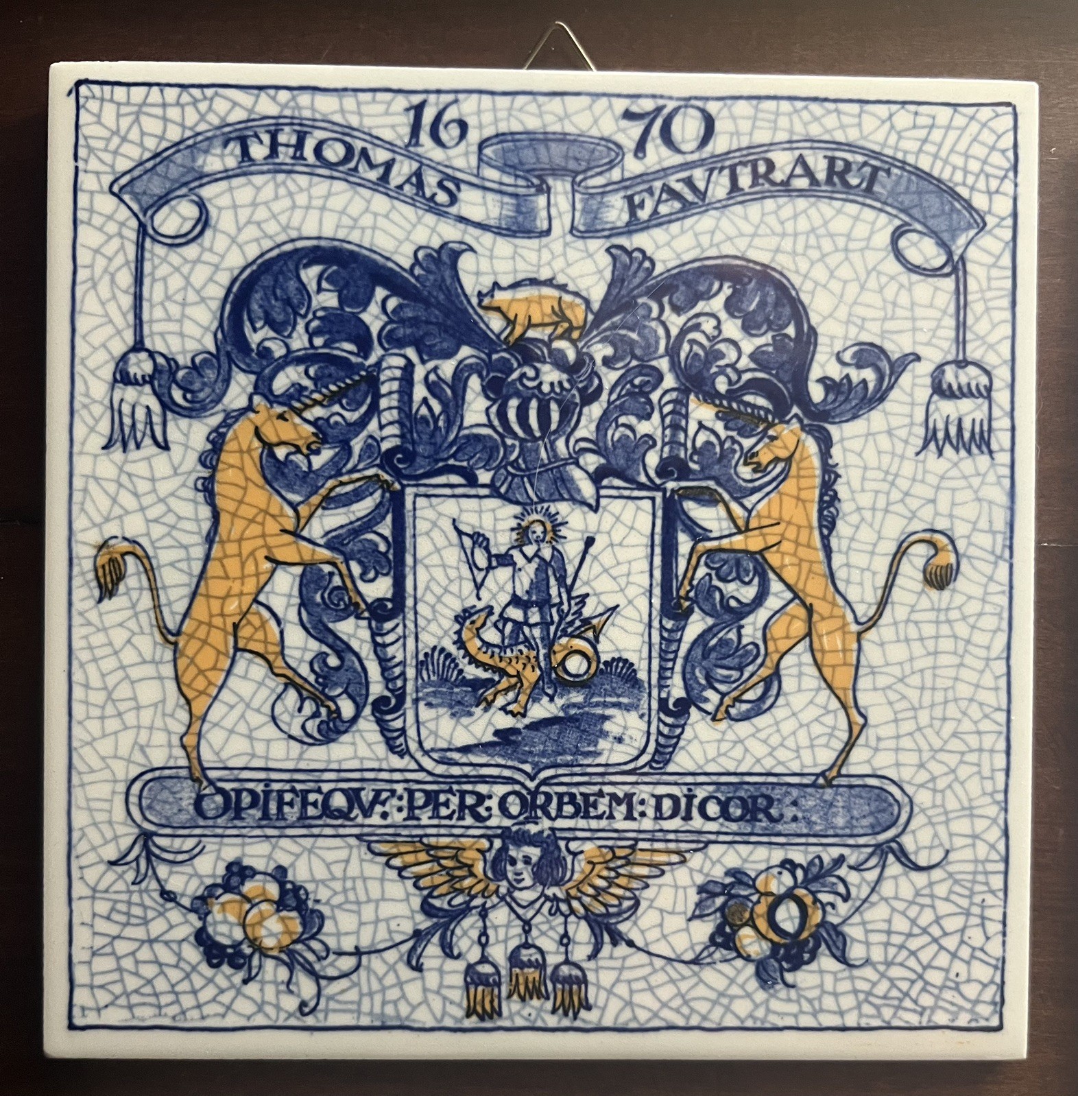 Vintage Delft Holland Apothecary Tiles Burroughs Welcome Crest Plaques 6”