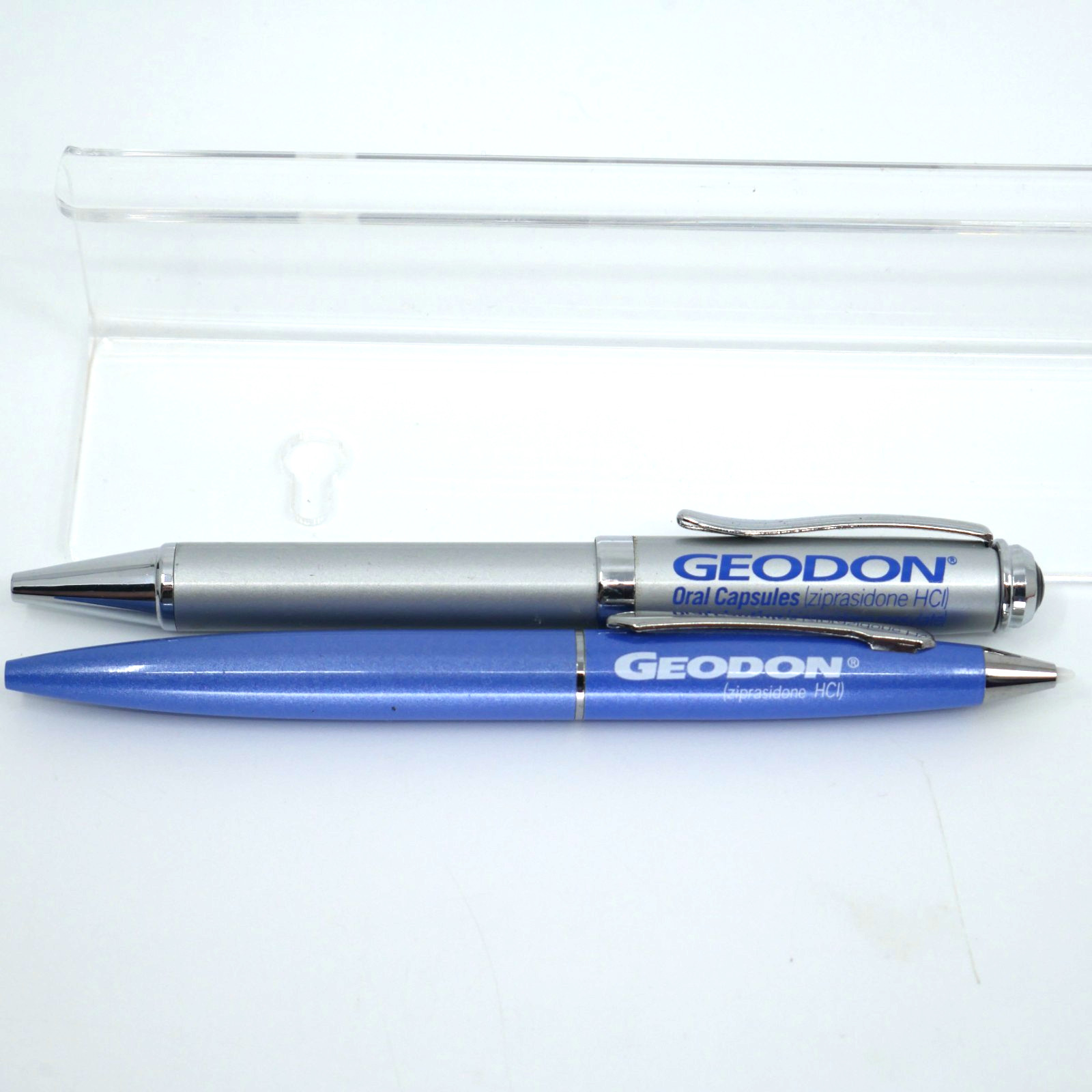 Pfizer Geodon Lot 2 Metal Twist PENS Drug Rep Pharmaceutical Promo Advertising