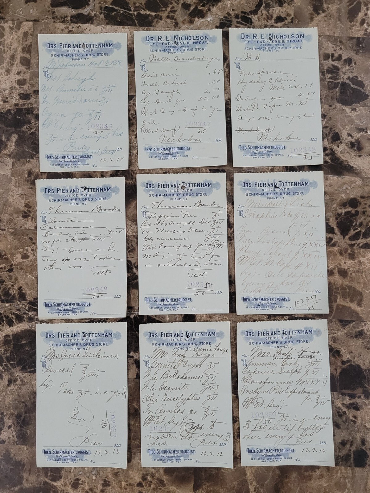 100 antique prescriptions (1912): Opium, Poppy, Dionin, Codeine & Anodyne