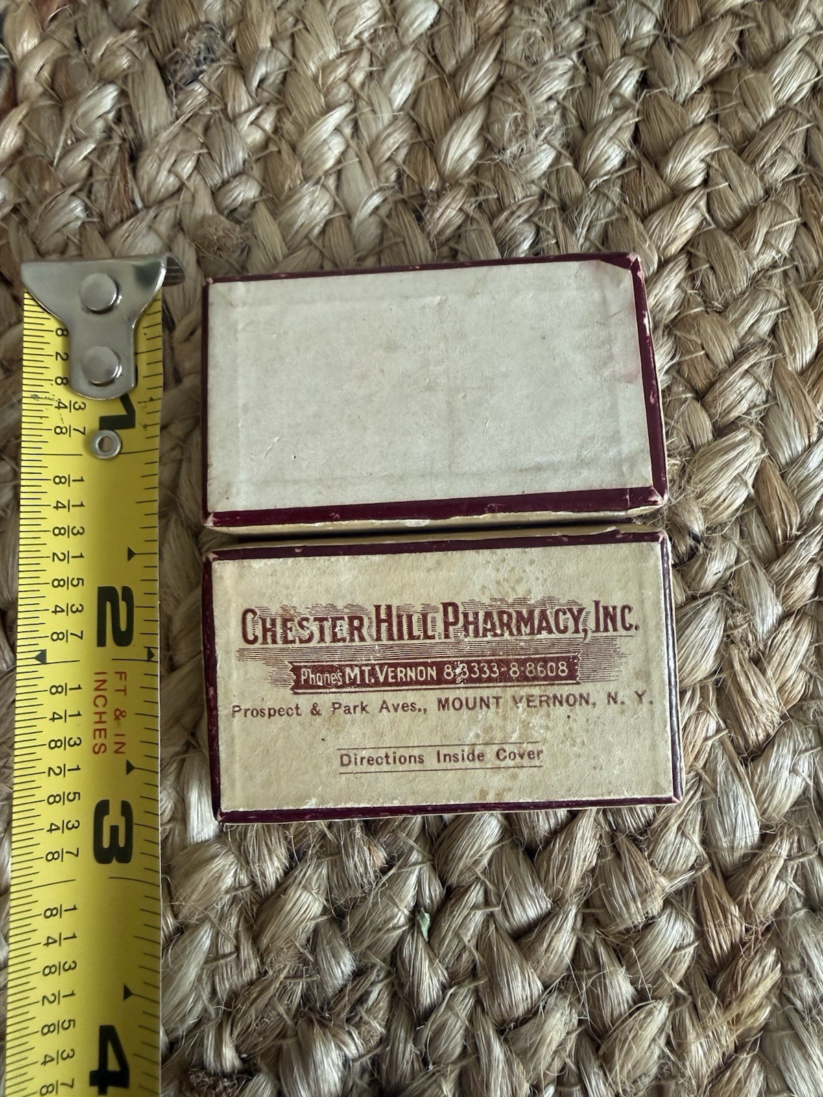 Vintage 1943 Medicine Prescription Box Apothecary Memorabilia Mount Vernon NY