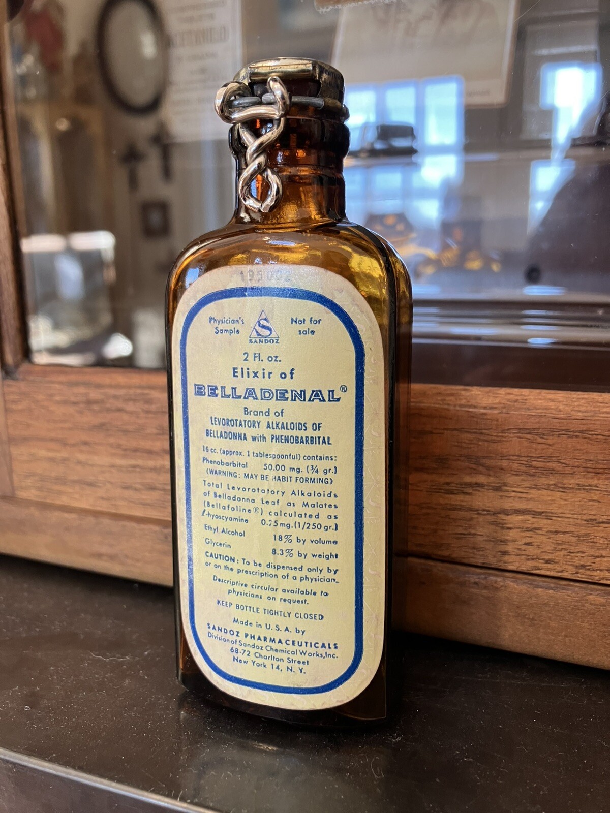 Vintage Amber Glass Medicine Bottle Belladenal Elixir Psychiatric Drug RARE!