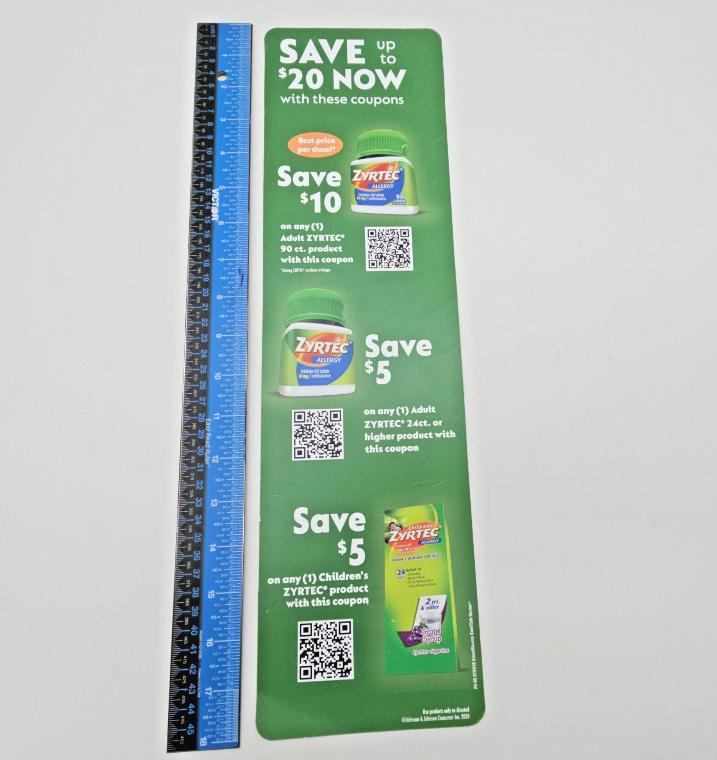 Pharmaceutical Advertising Banner ZYRTEC Shelf Talker Grocery Store Display Sign