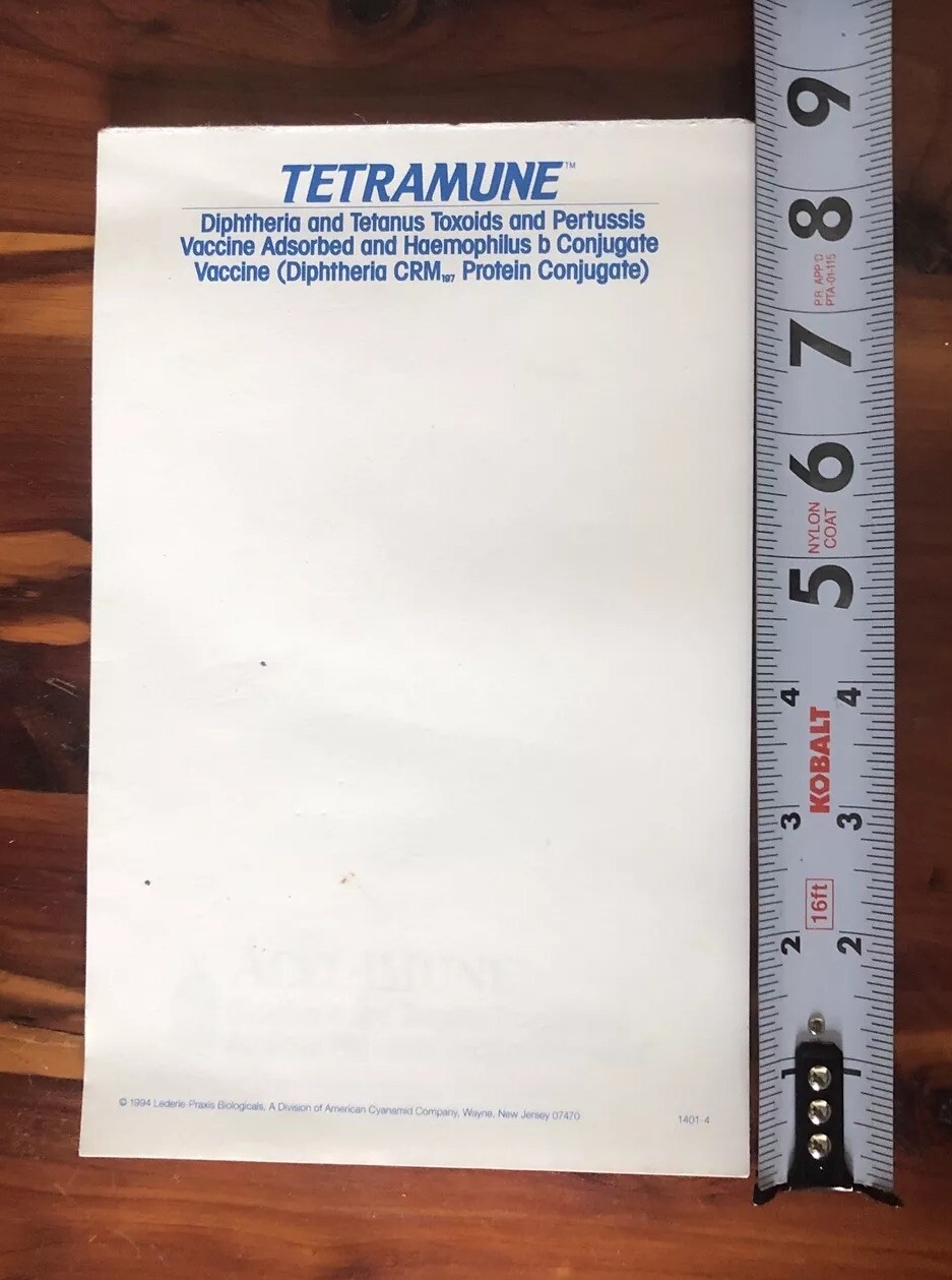 Pharmaceutical Notepad Drug Rep Vaccines Tetramune Acel-Imune HibTITER 1994 Vtg