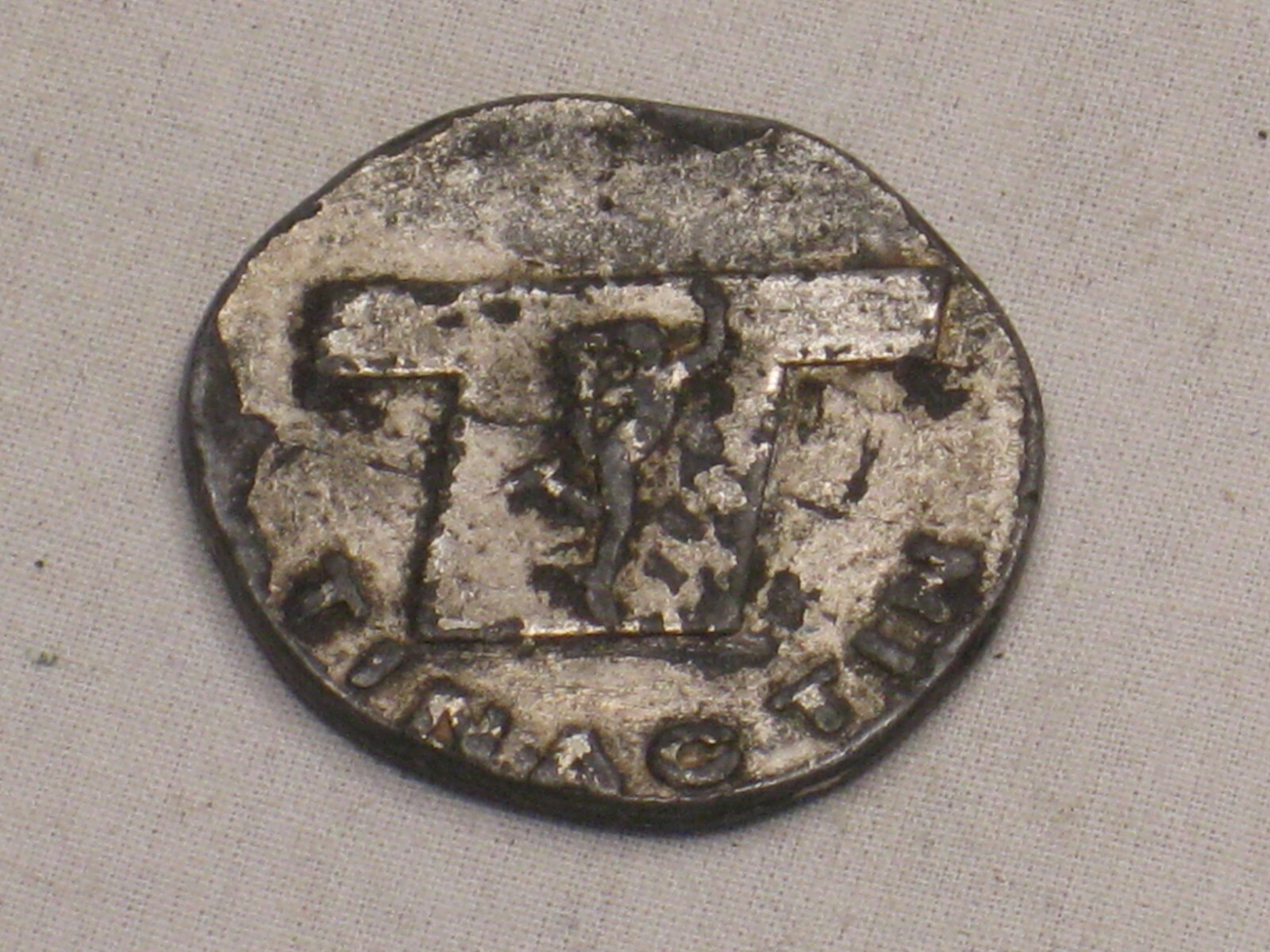 vintage TINACTIN pharmaceutical token ornate old coin metal