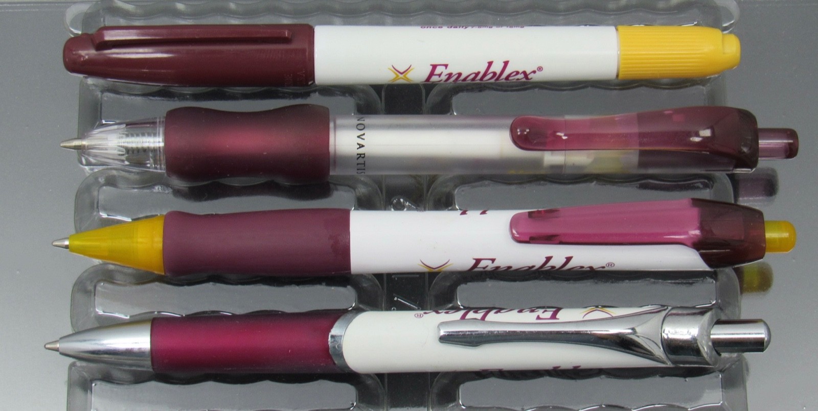 Lot of 4 Enablex PENS Drug Rep Pharmaceutical Promo Medical Advertising 1 Marker