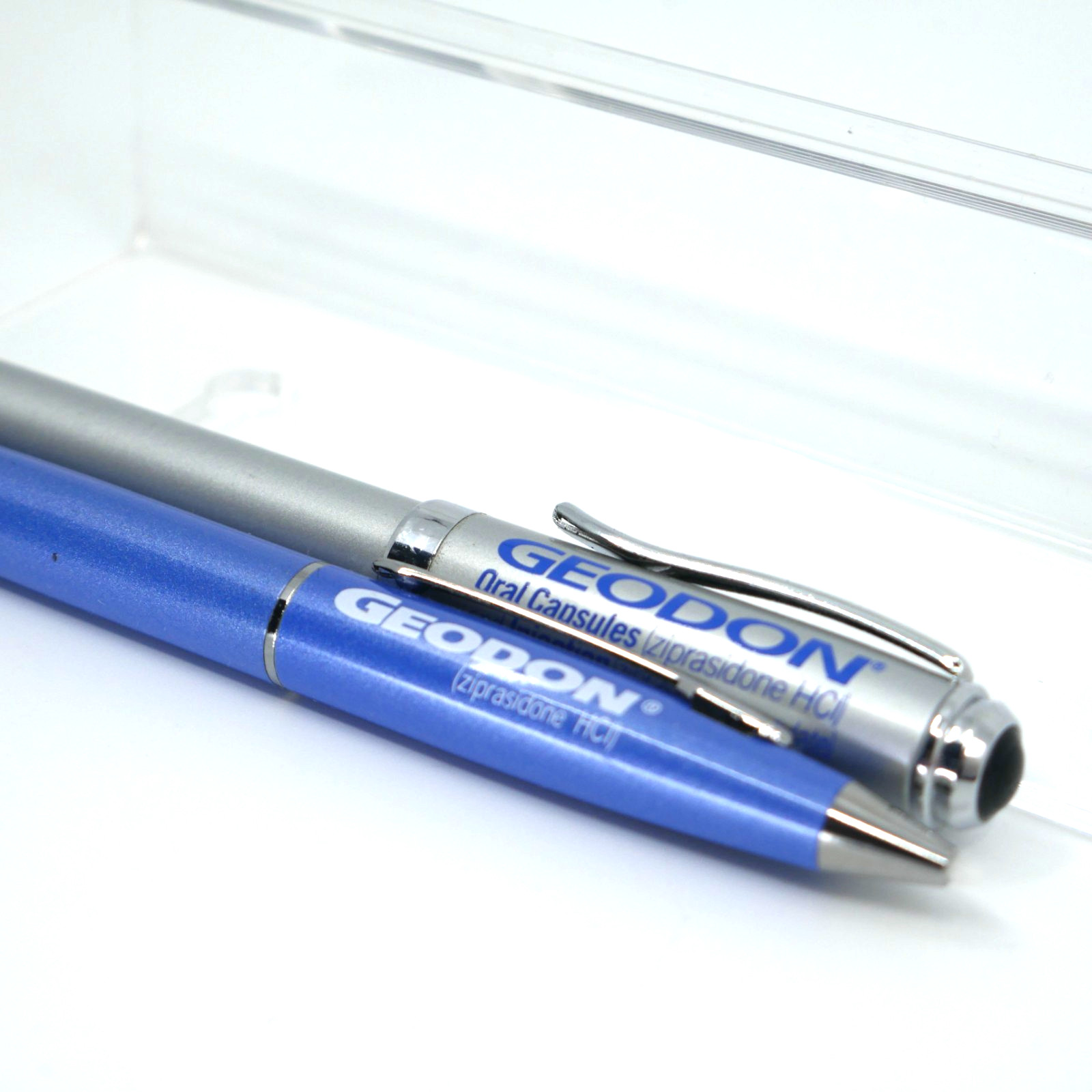Pfizer Geodon Lot 2 Metal Twist PENS Drug Rep Pharmaceutical Promo Advertising