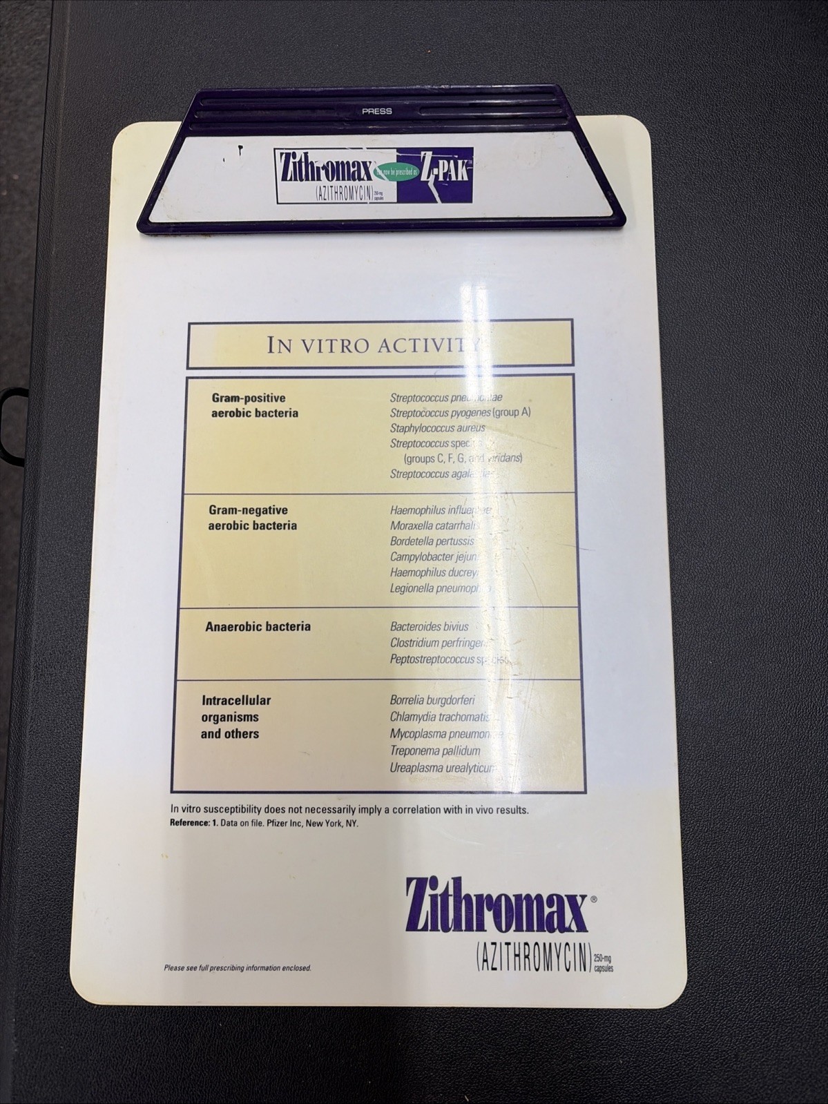 Medical Clipboard Zithromac Z-Pak Pharmaceutical Drug Rep Promo 14×9