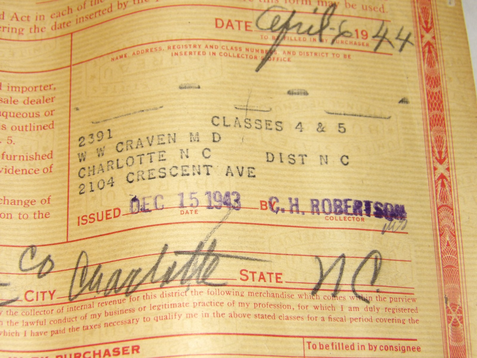 VINTAGE 1936 IRS ORDER FORMS FOR OPIUM, COCA LEAVES! USED! 10 PAGE BOOKLET!
