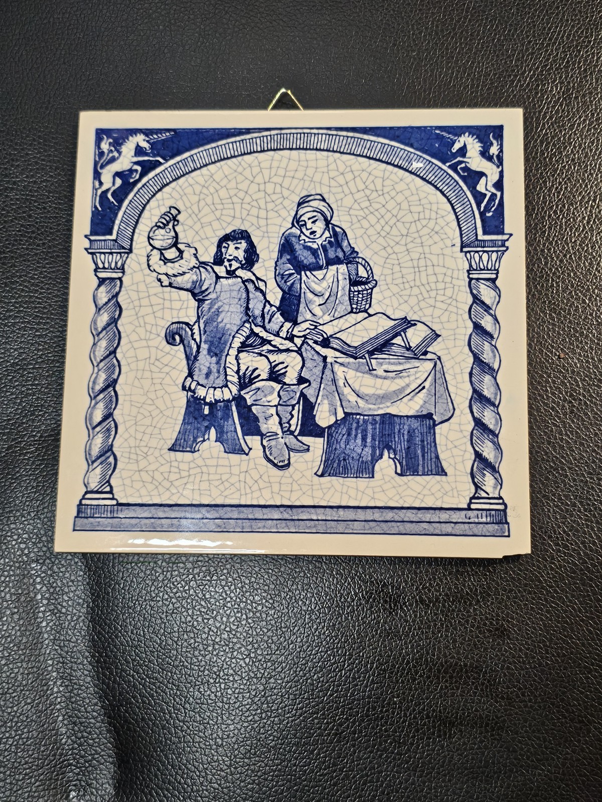VTG Crown Delfts Handmade Holland The Pharmacist Award Pill Tile