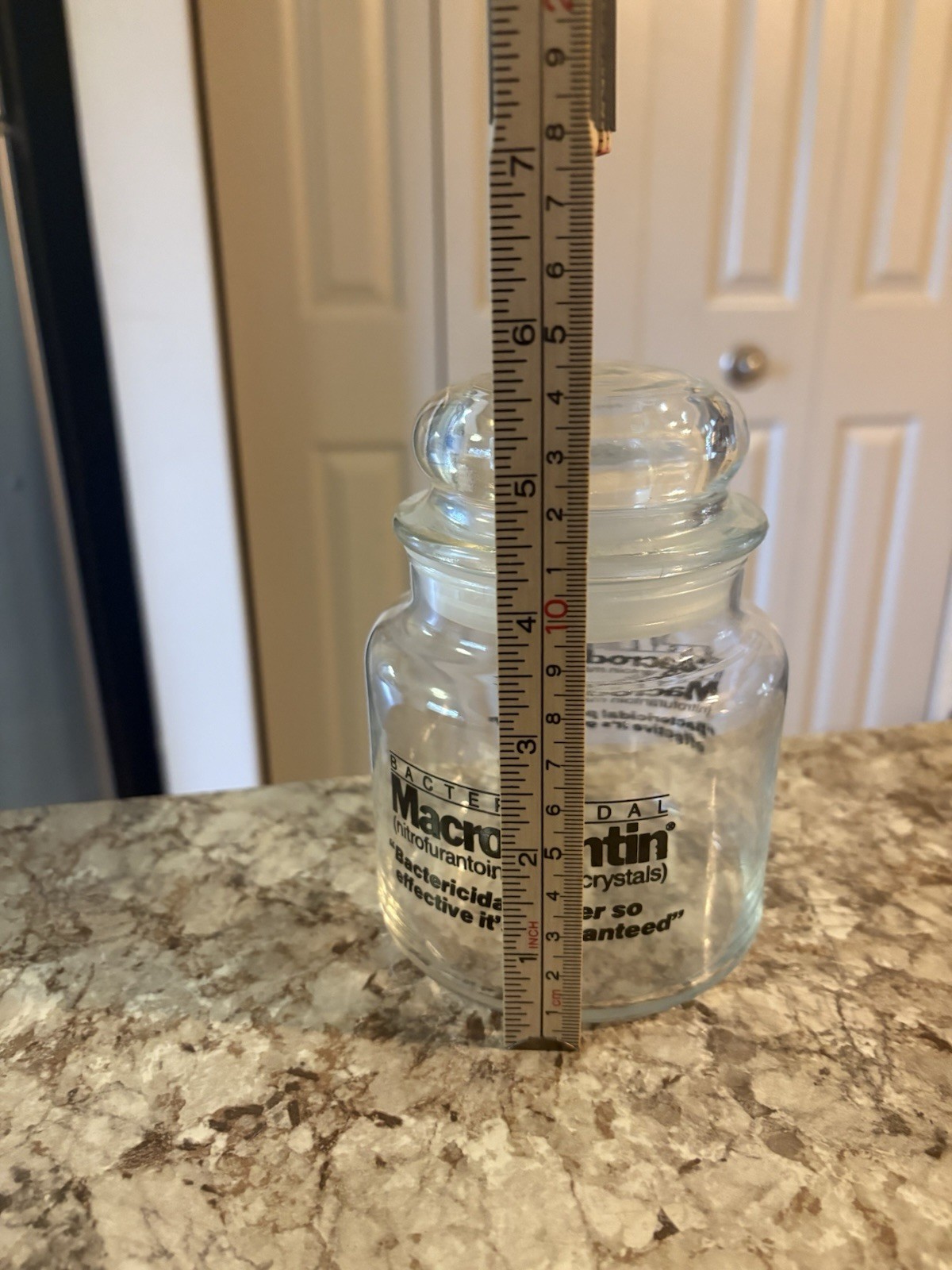 Macrodantin Drug Rep Pharmaceutical Advertising Glass Apothecary Jar W/Lid