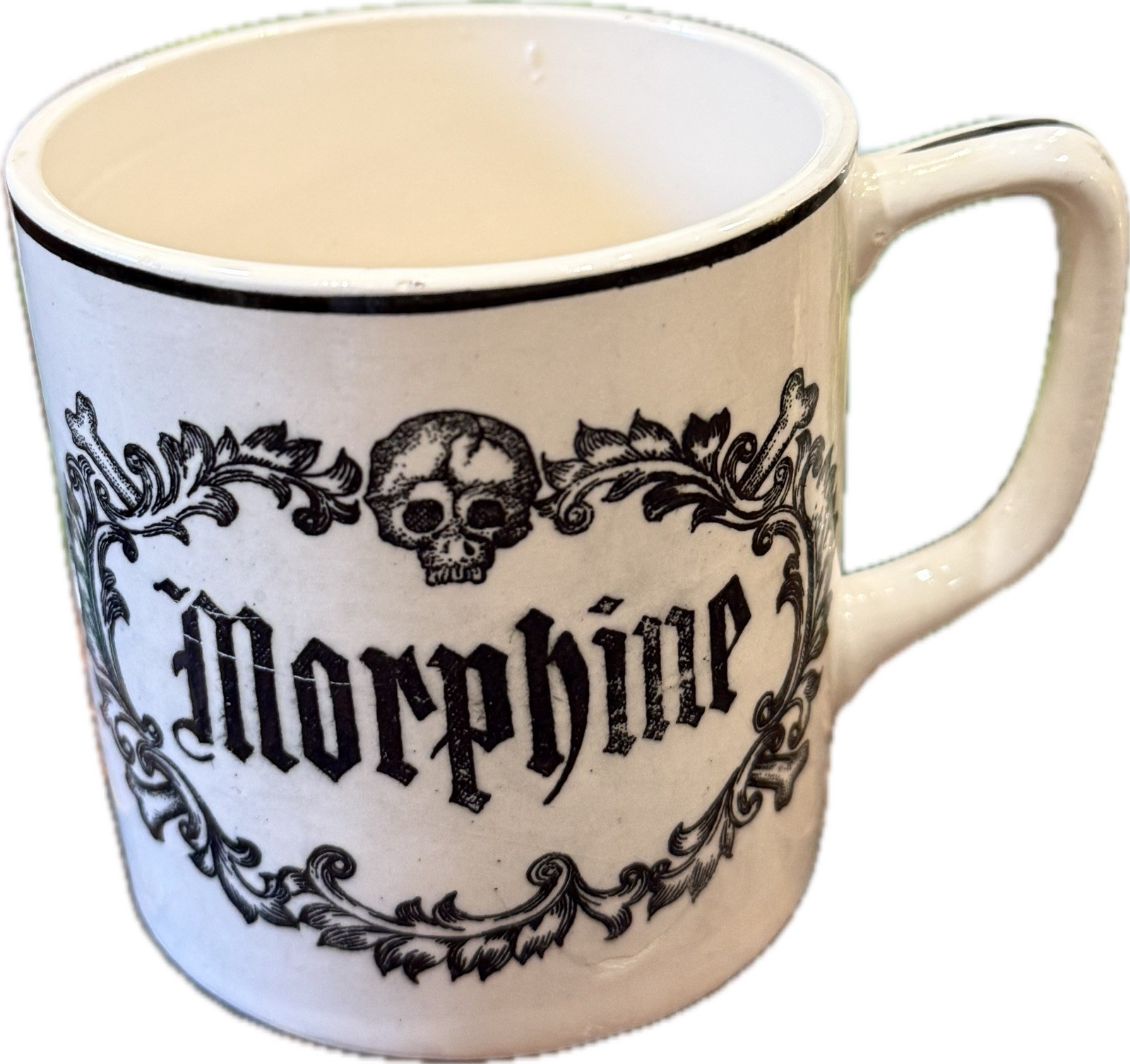 Vintage 1950s Morphine Novelty Apothecary Coffee Mug – Warning Habit Forming