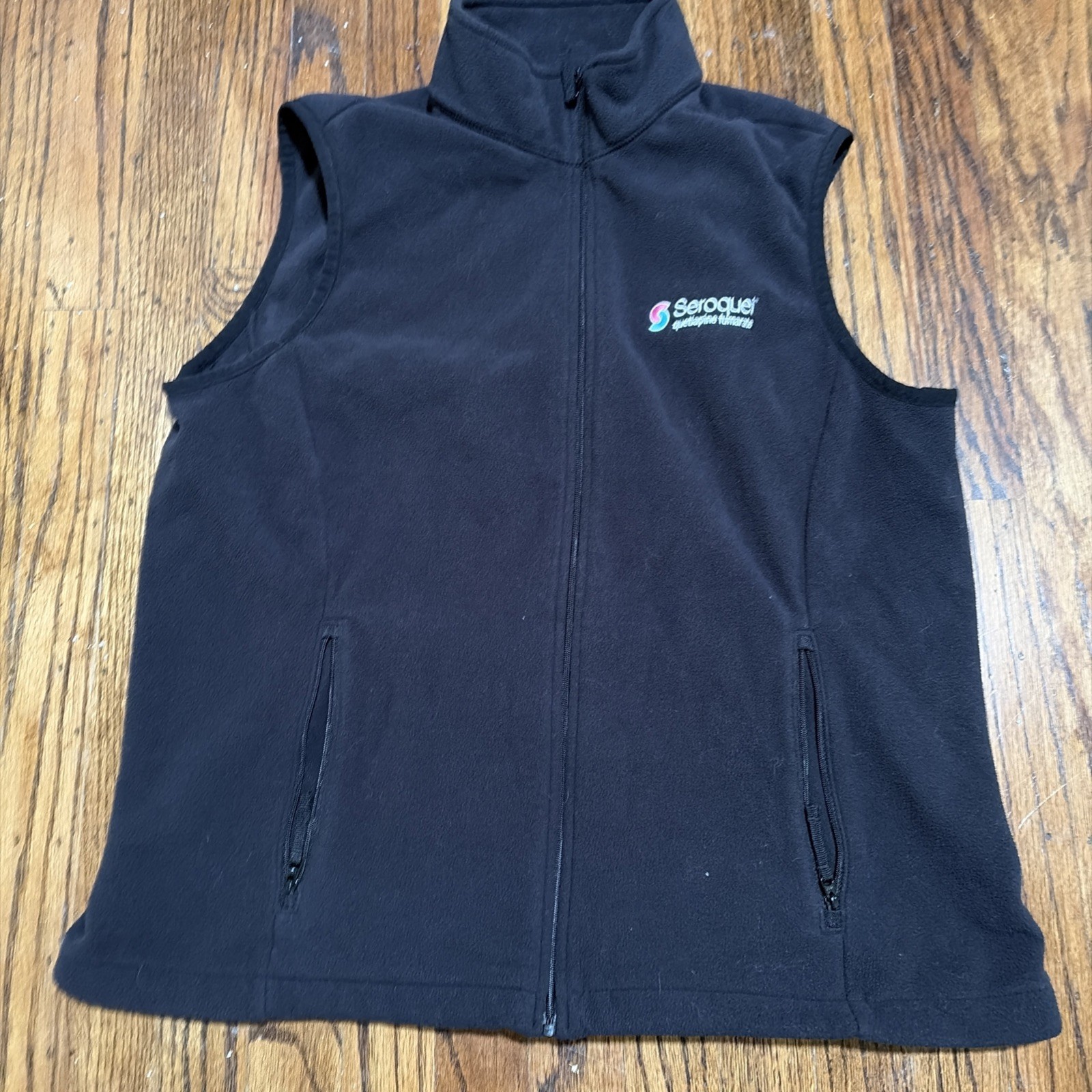 Pharmaceutical Rep Drug Merch Swag Seroquel Black Lands’ End Fleece Vest Medium