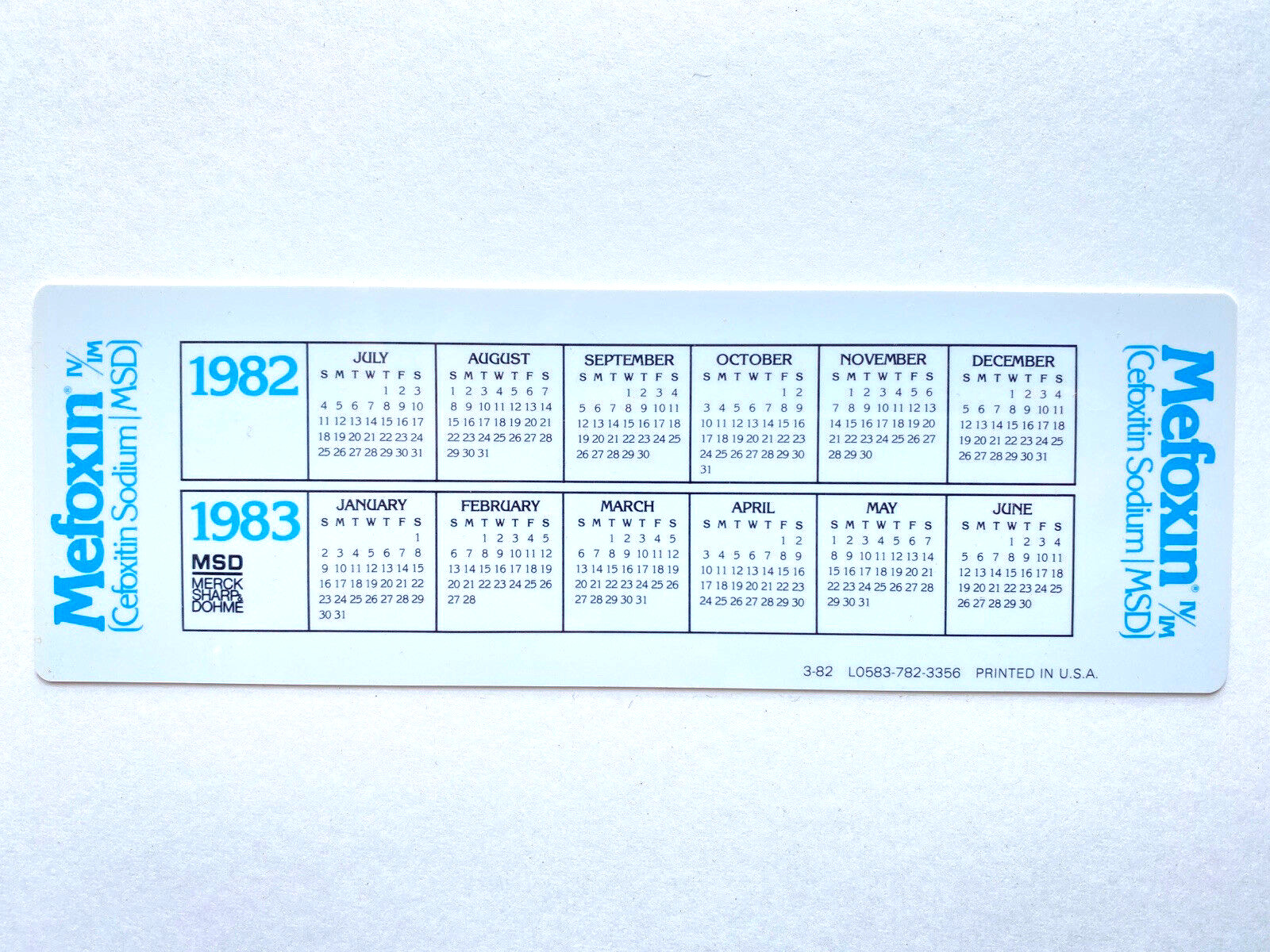 1980s Mefoxin Ruler MSD Merck Labs Pharmaceutical Drug Advertising Swag 7.5”