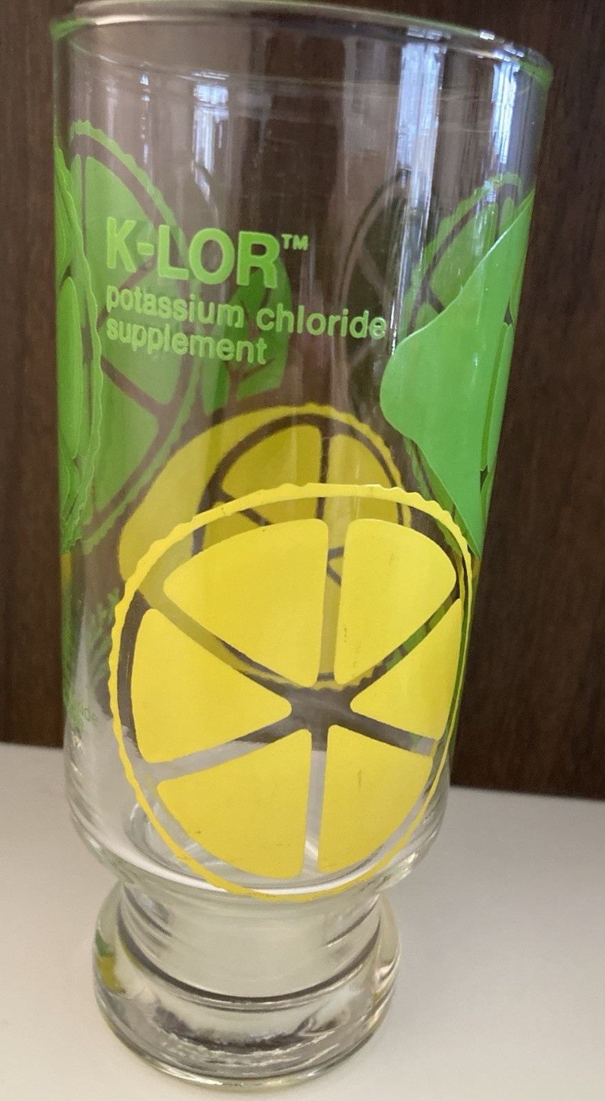 Vintage Pharmaceutical K-LOR Lemon -Lime Tumbler Glass