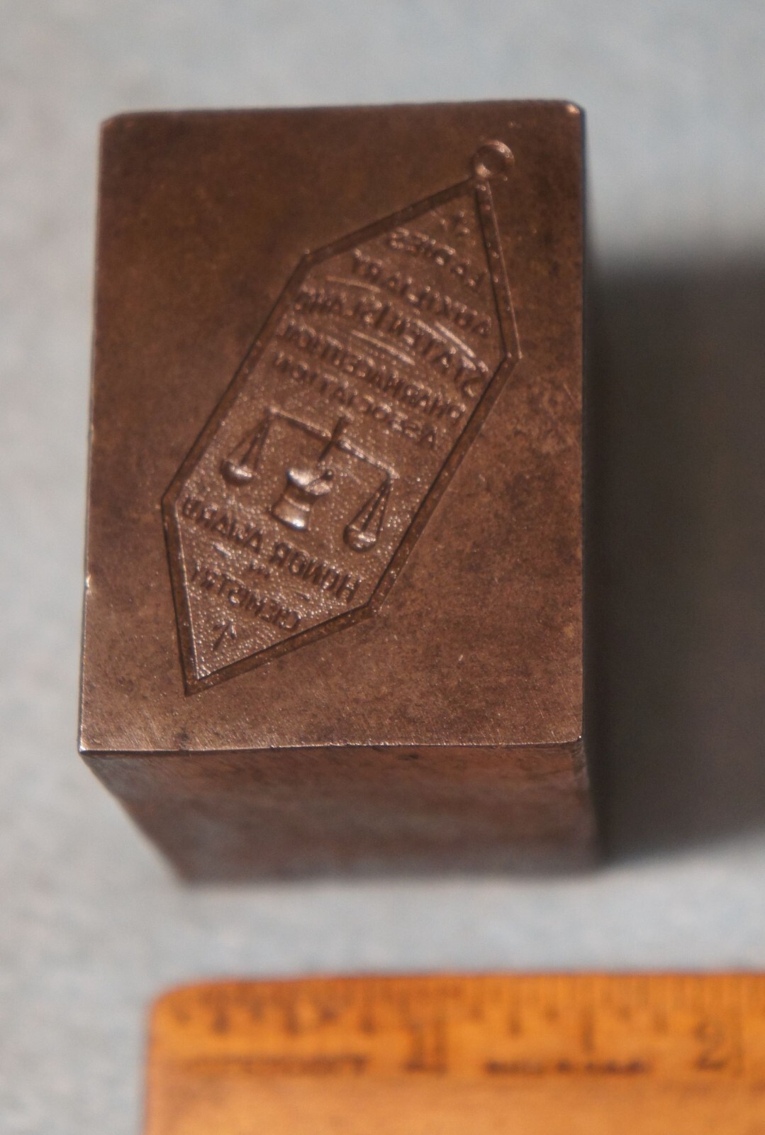 Antique STATEN ISLAND PHARMACEUTICAL ASSOC AUX Award STEEL STAMPING DIE JN1667