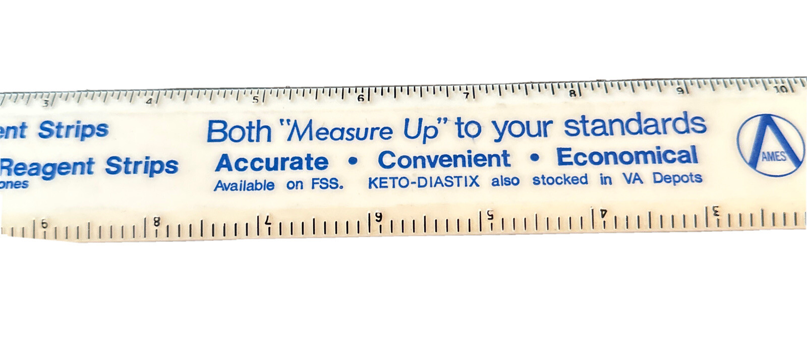 Ames Company Miles Laboratories Elkhart, Indiana Promotional Ruler 12″