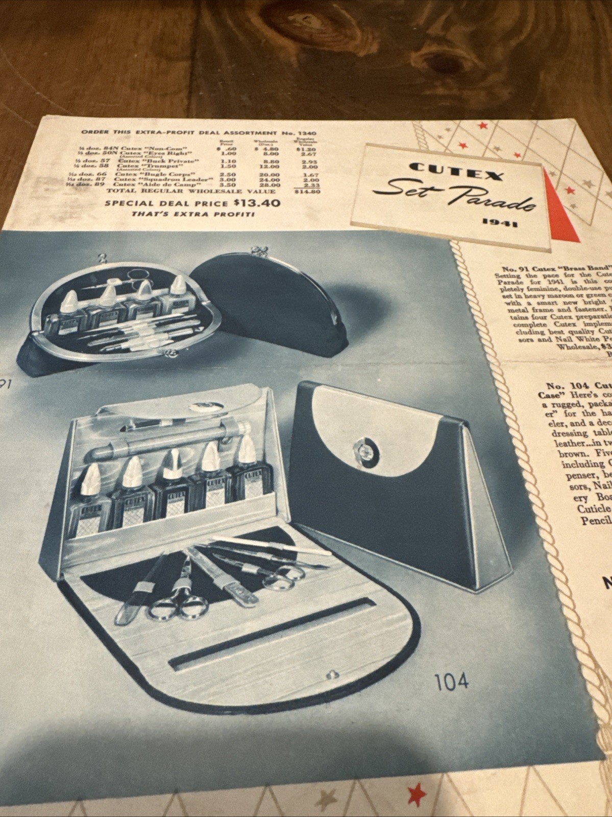 1941 Cutex Set Parade Dealer Catalog Manicure Sets Drugstore Advertising