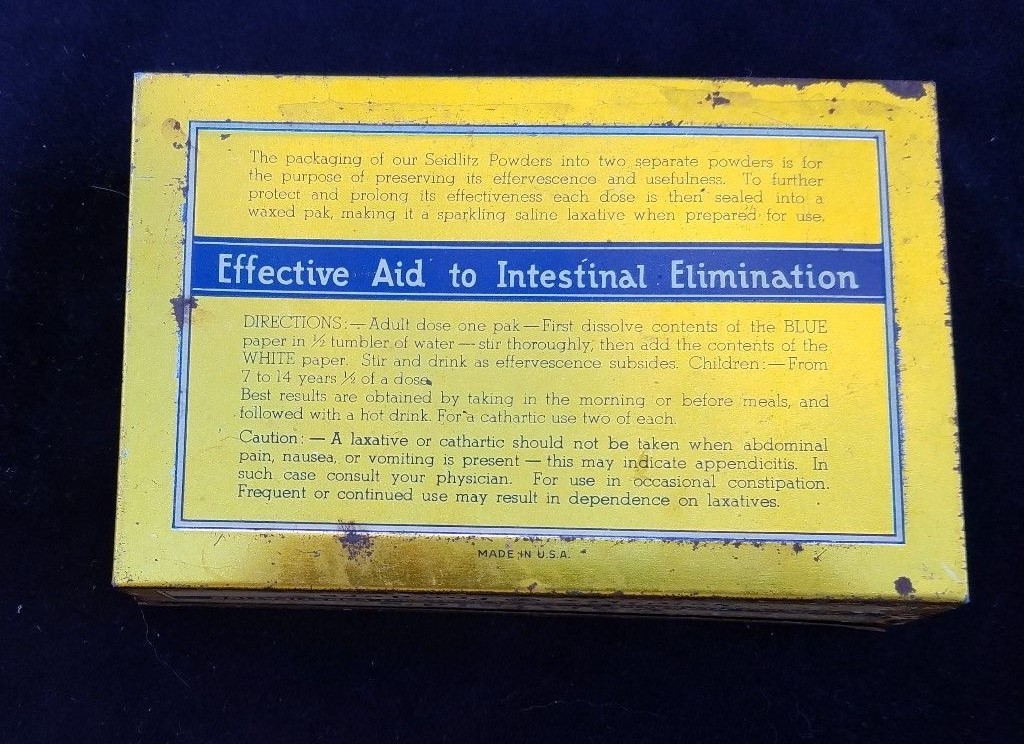 Old Advertising Medicine Tin GARFIELD Seidlitz Powders Garfield & Co New York
