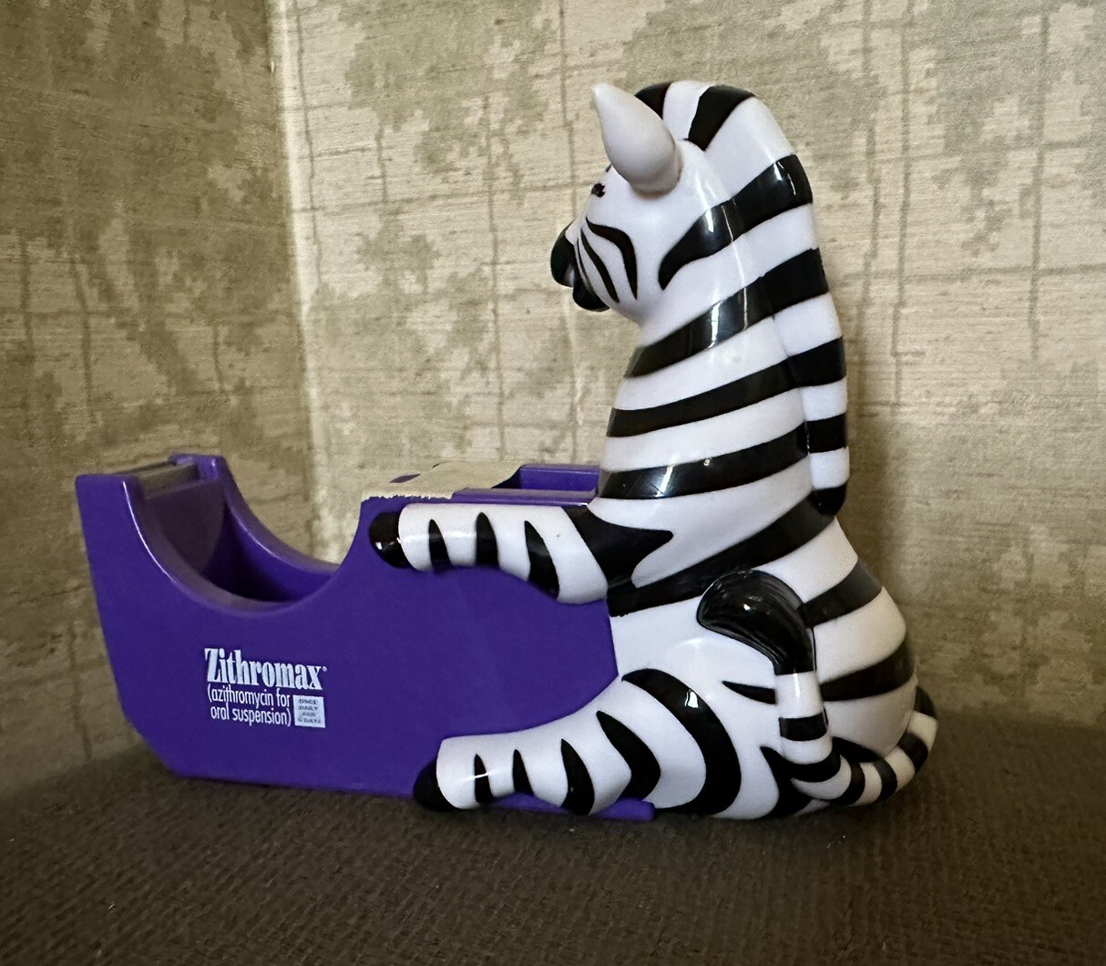 Vintage Pharmaceutical Drug Rep Zithroma Zebra Tape Dispenser Advertisement New