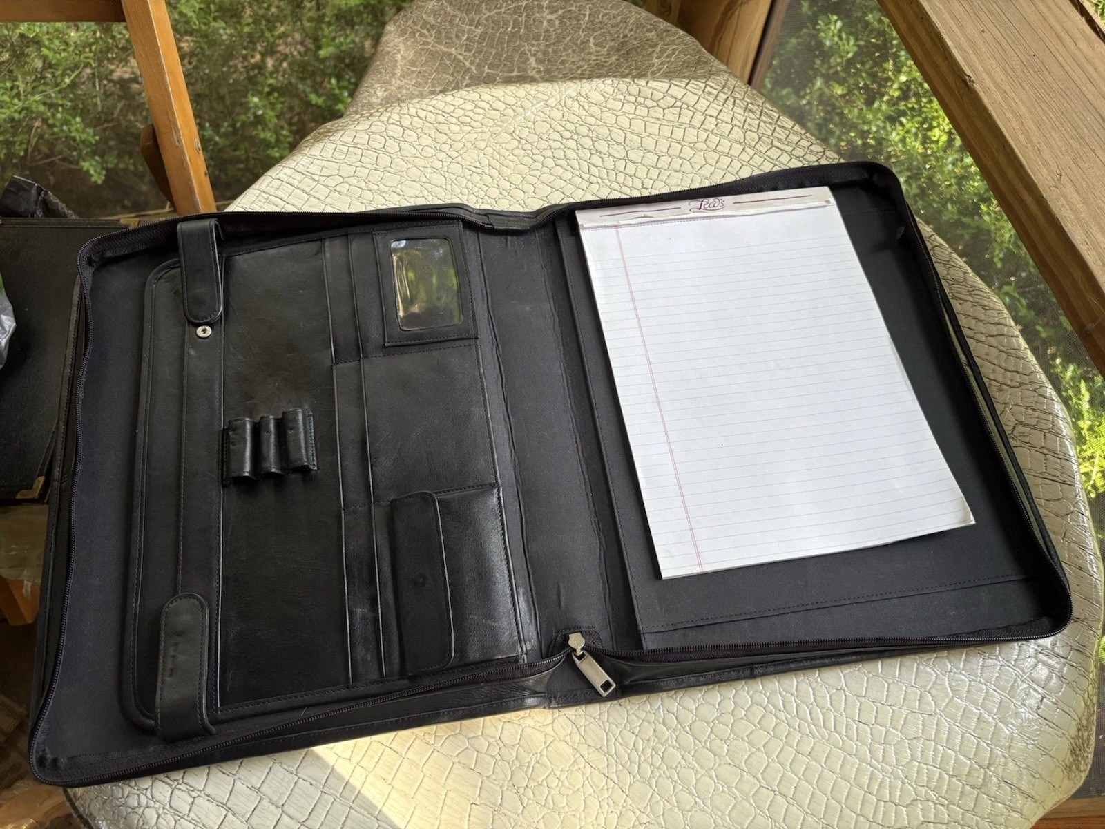 Paxil Pharmaceutical Leather Portfolio Binder Zip Around Black Embossed Logo